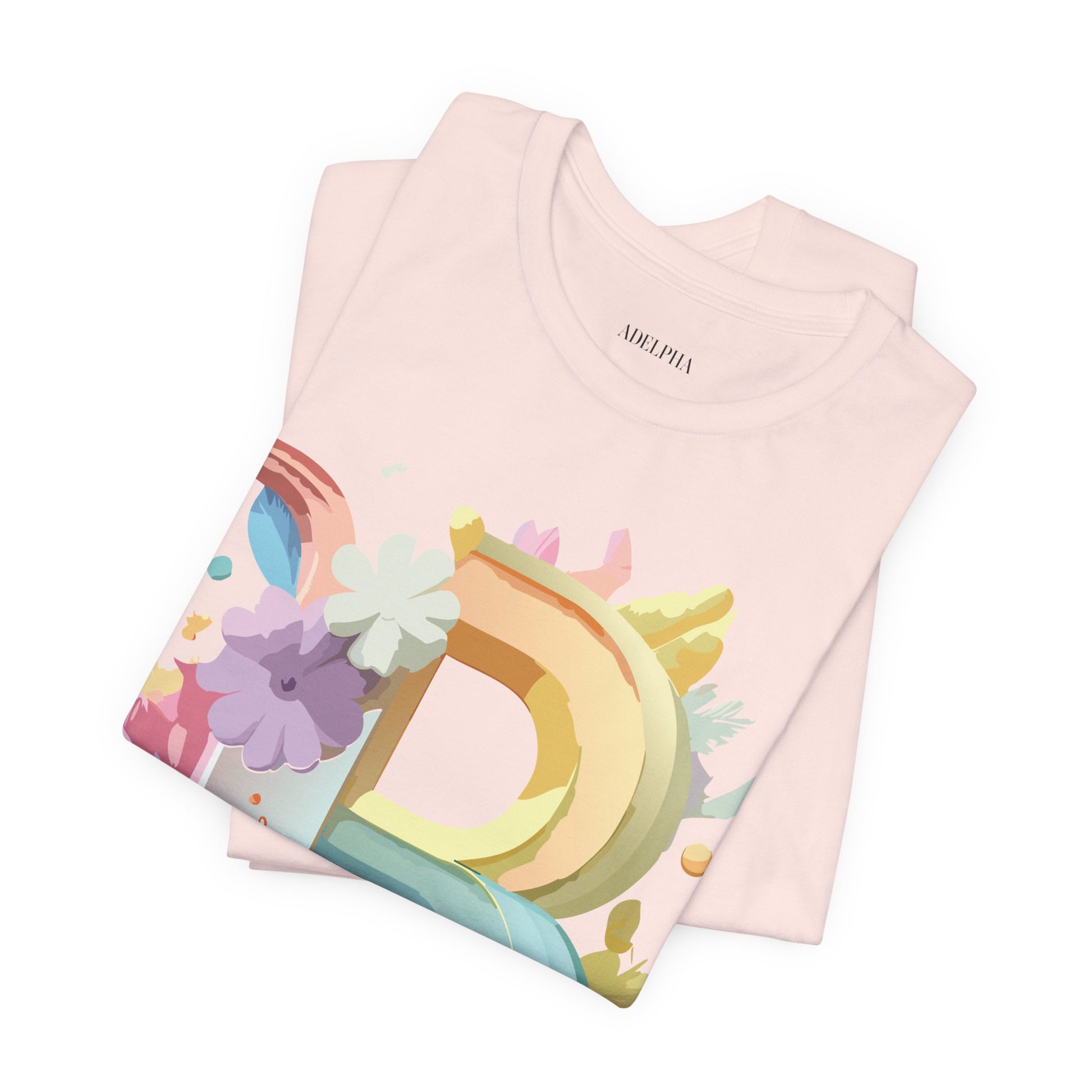 Natural Cotton Tee Shirt - Letters Collection - B Printify