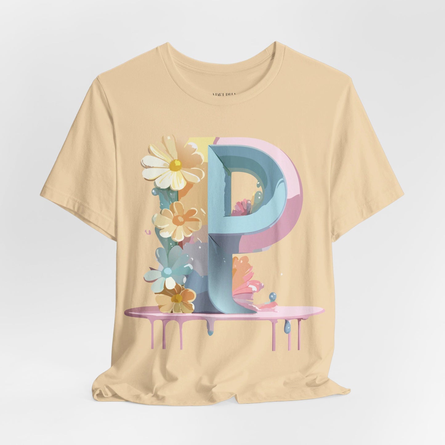 Natural Cotton Tee Shirt - Letters Collection - P Printify