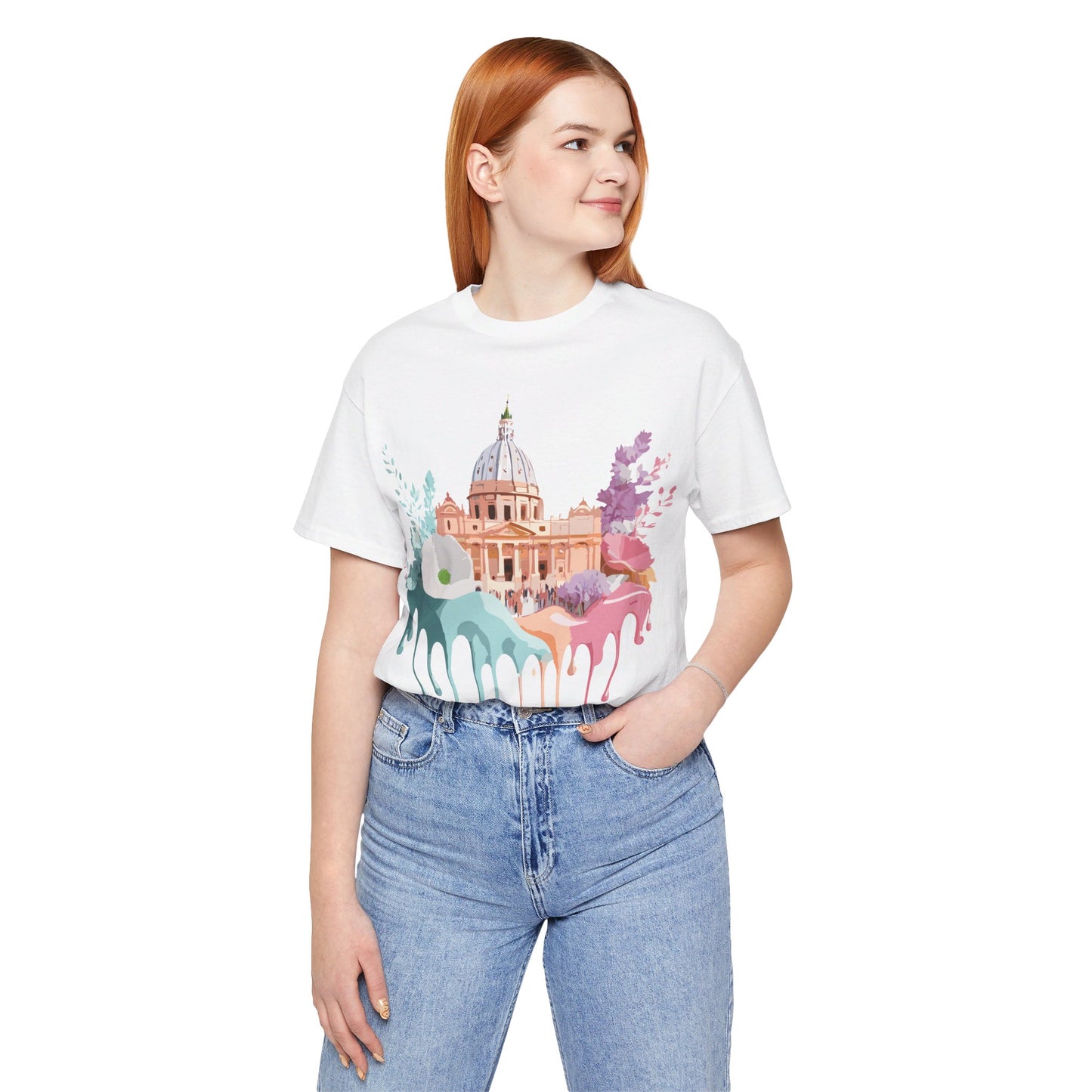 Natural Cotton Tee Shirt - Beautiful Places Collection - Rome Printify