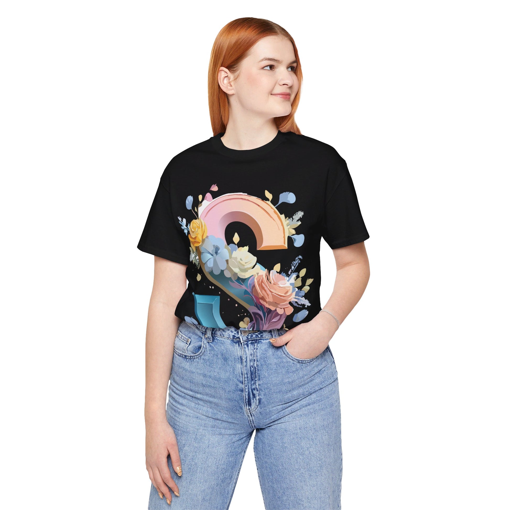 Natural Cotton Tee Shirt - Letters Collection - S Printify
