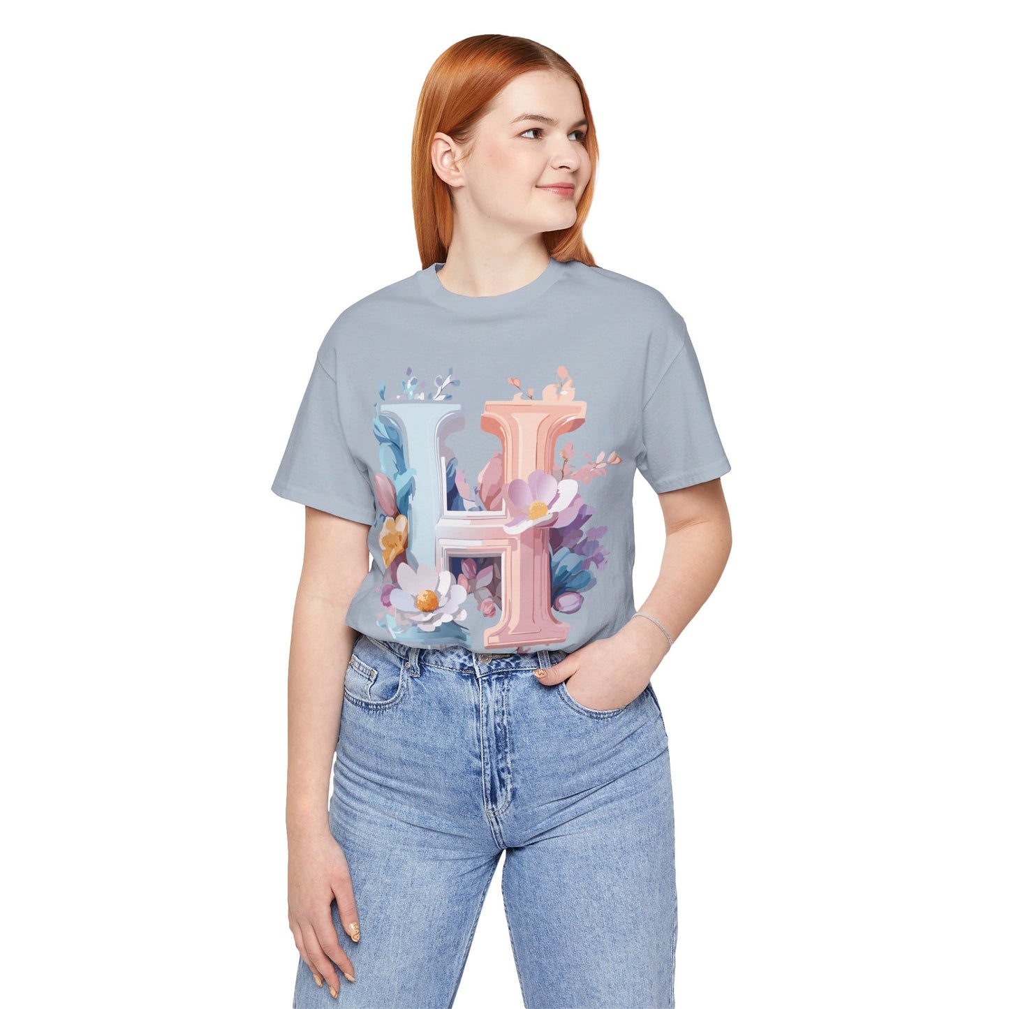 Natural Cotton Tee Shirt - Letters Collection - H Printify