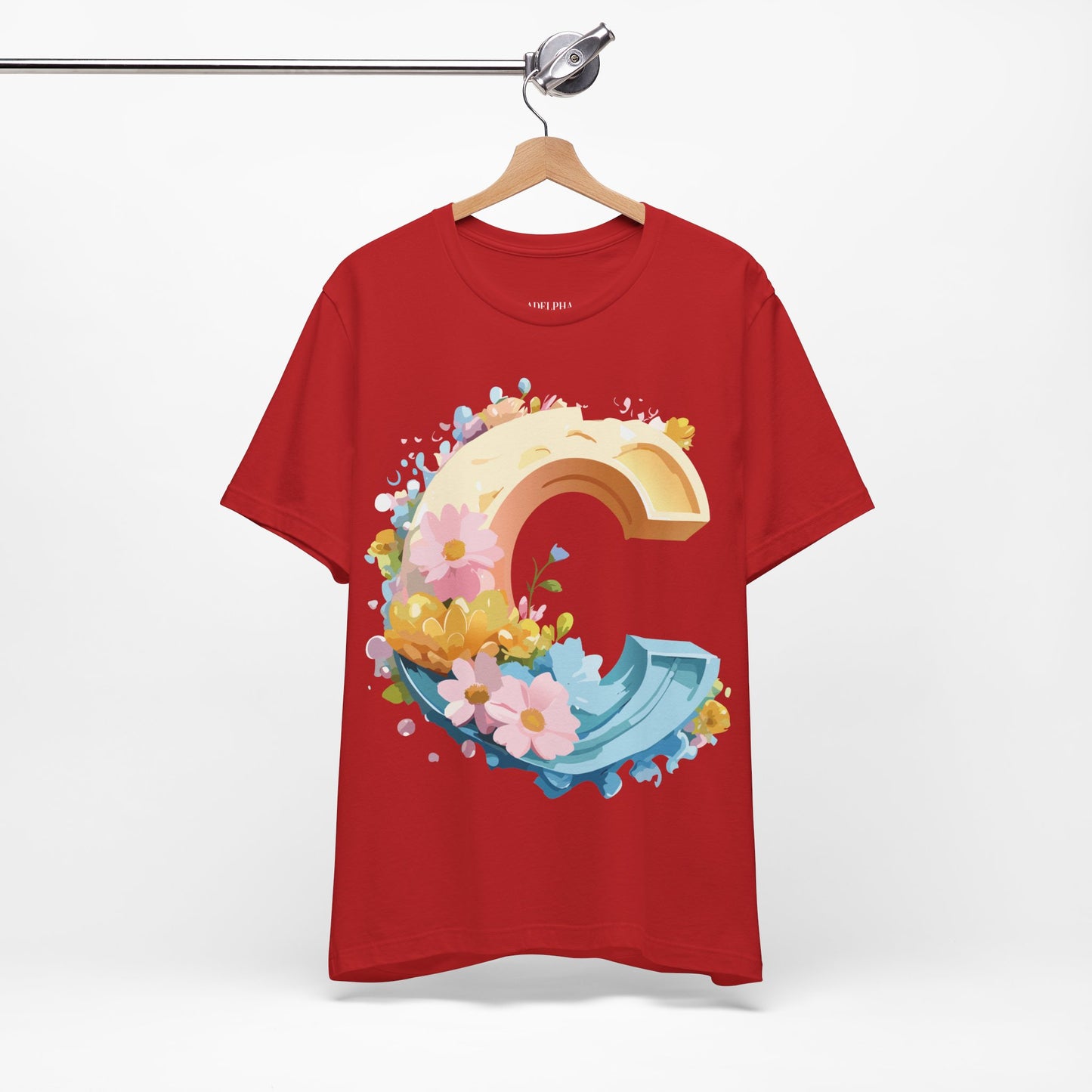 Natural Cotton Tee Shirt - Letters Collection - C Printify