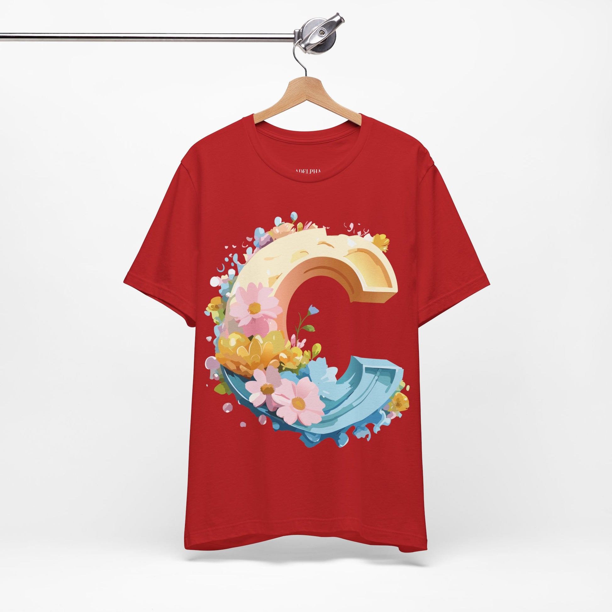 Natural Cotton Tee Shirt - Letters Collection - C Printify