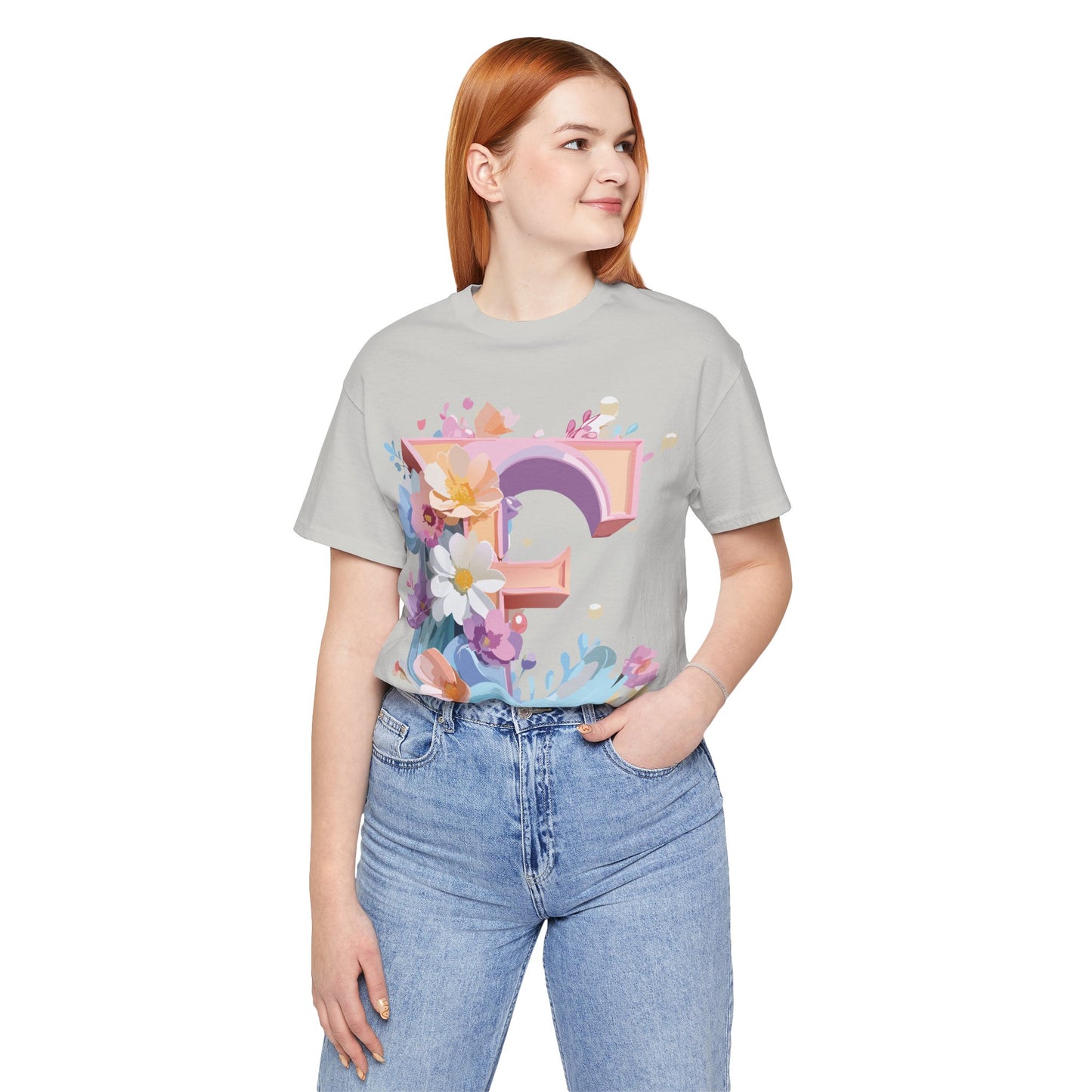 Natural Cotton Tee Shirt - Letters Collection - E Printify
