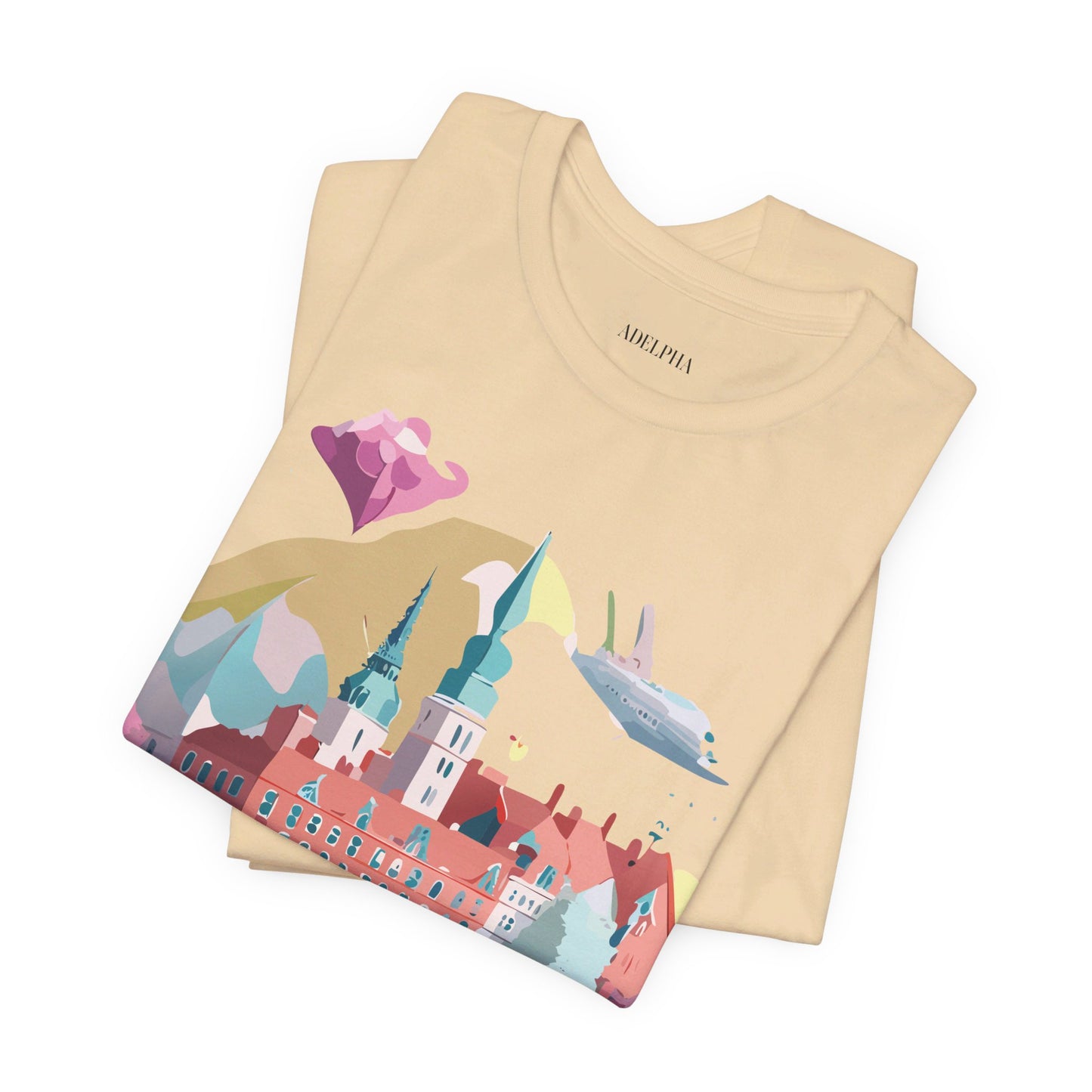 Natural Cotton Tee Shirt - Beautiful Places Collection - Warnemünde and Rostock - Germany Printify