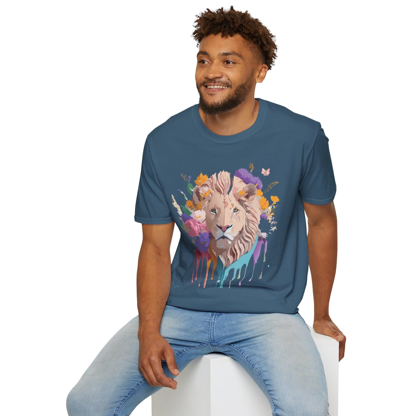 Lion Shirt, Shirt with Lion, Floral Lion Tee, Shirt with Animals