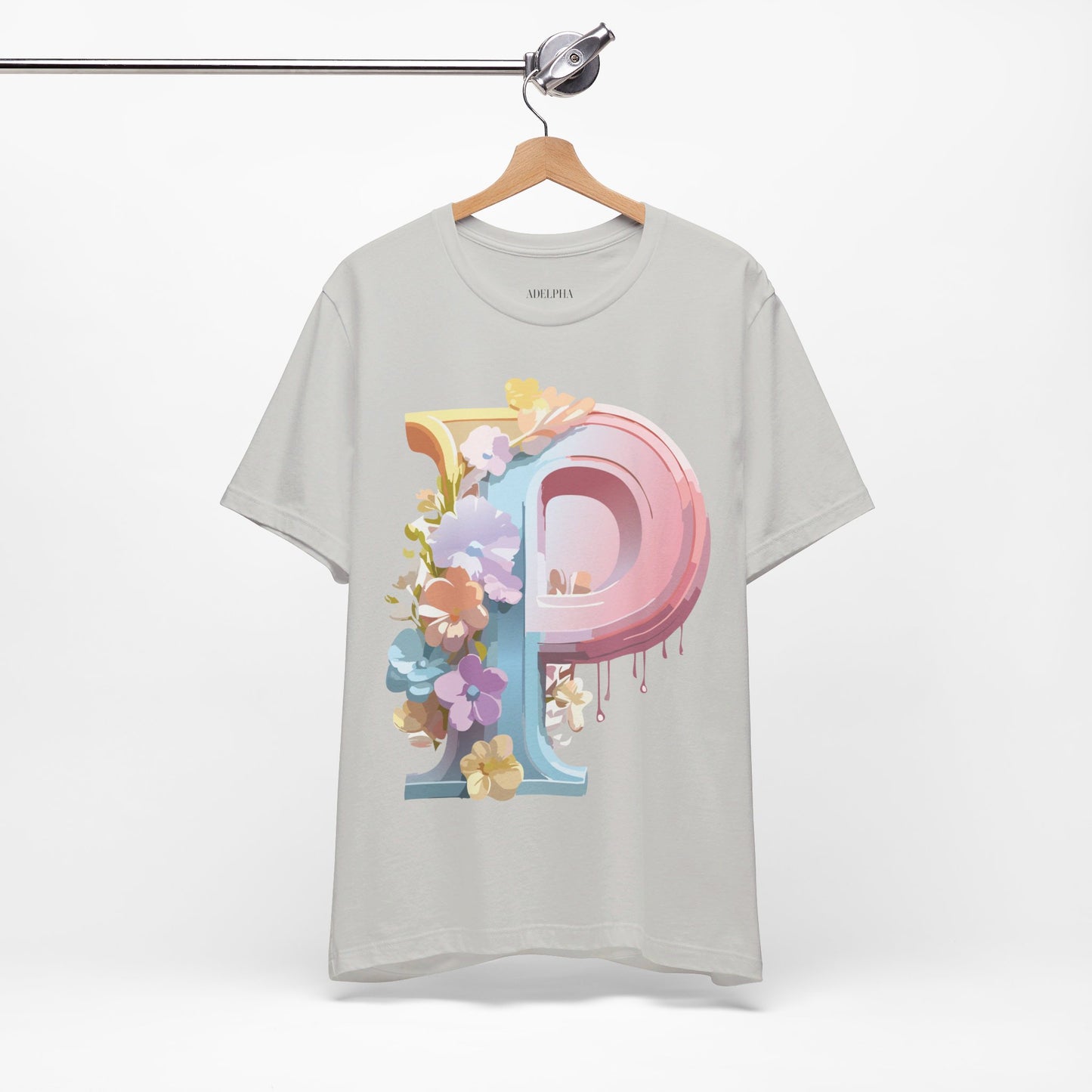 Natural Cotton Tee Shirt - Letters Collection - P Printify