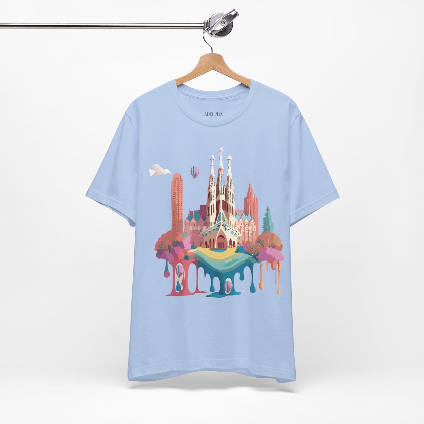 Natural Cotton Tee Shirt - Beautiful Places Collection - Barcelona Printify