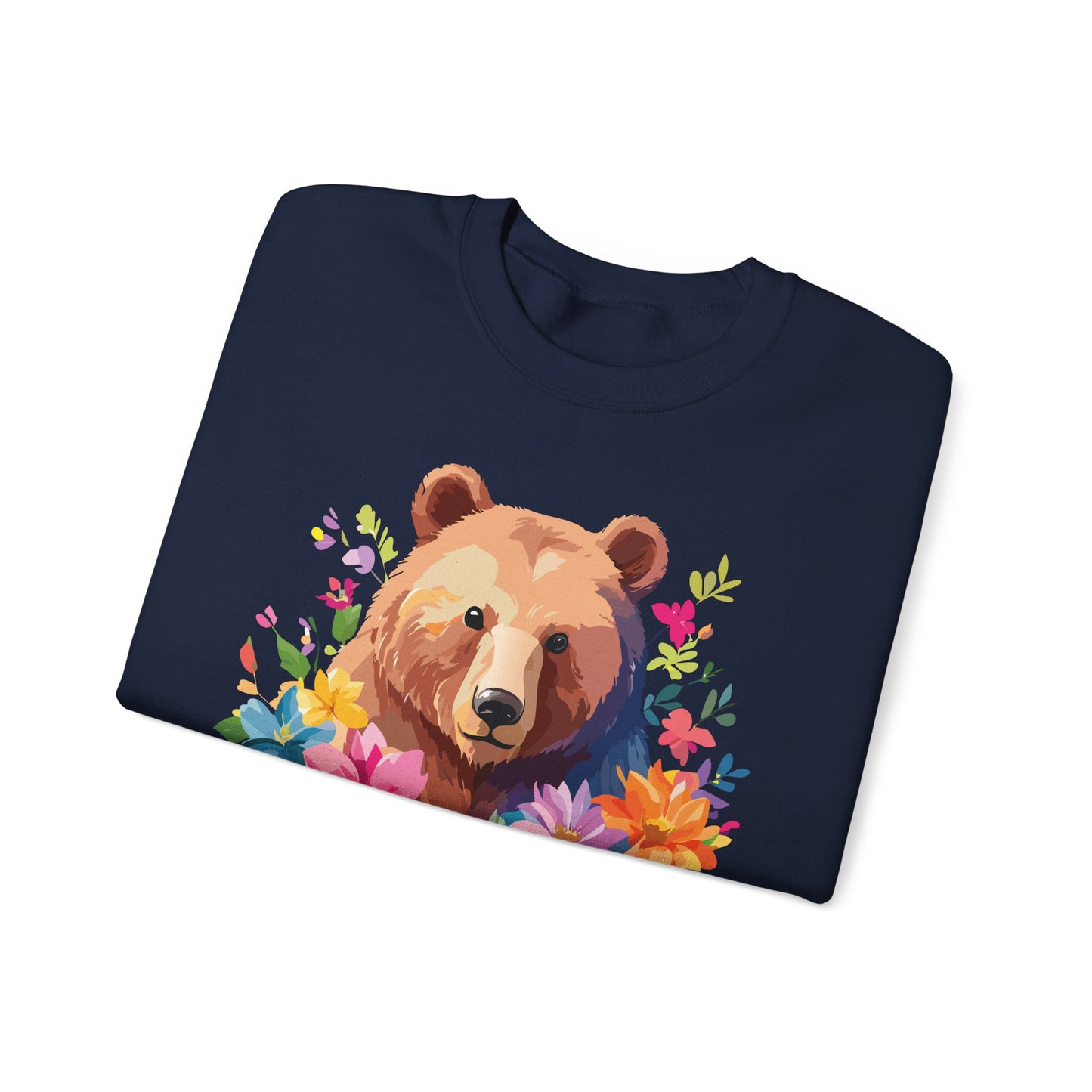 Unisex Floral Bear Sweatshirt, Animals Sweatshirt, Floral Sweatshirt, Art Design Sweatshirt