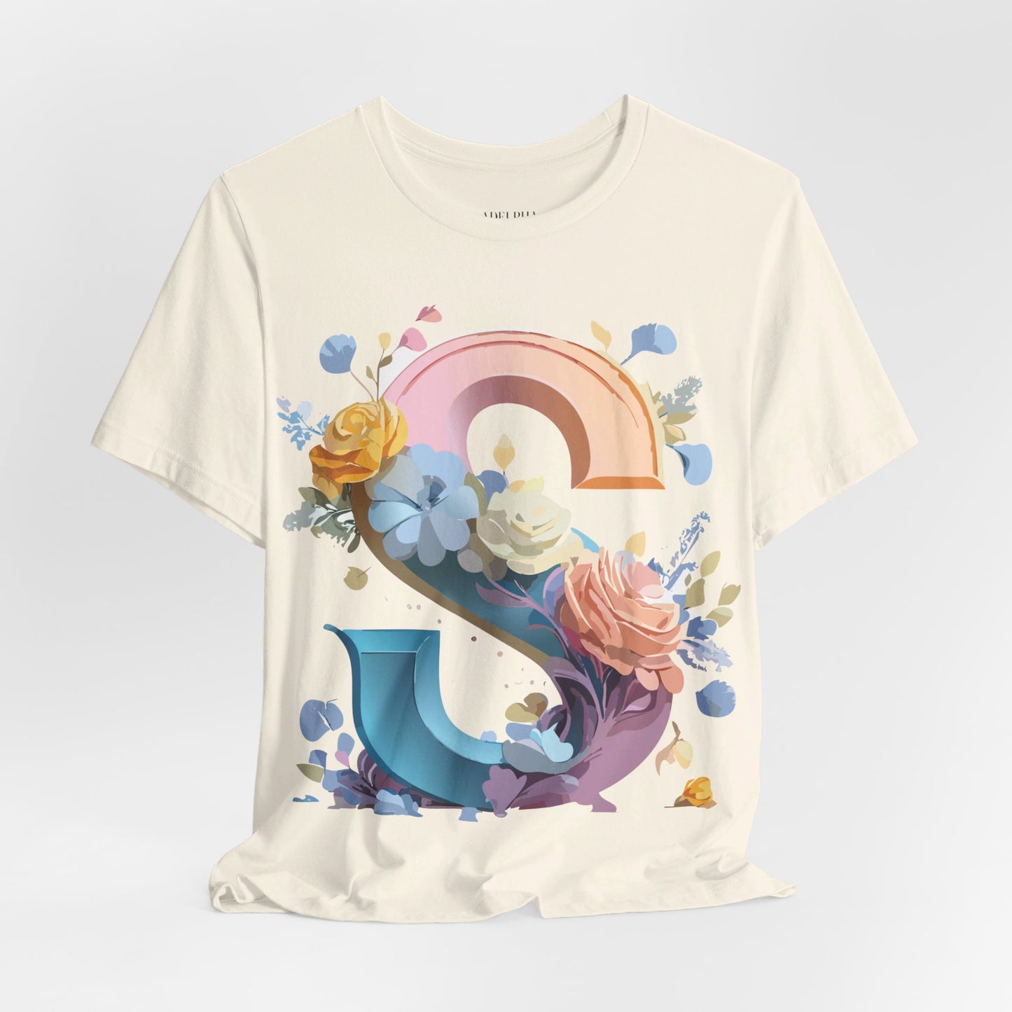 Natural Cotton Tee Shirt - Letters Collection - S Printify