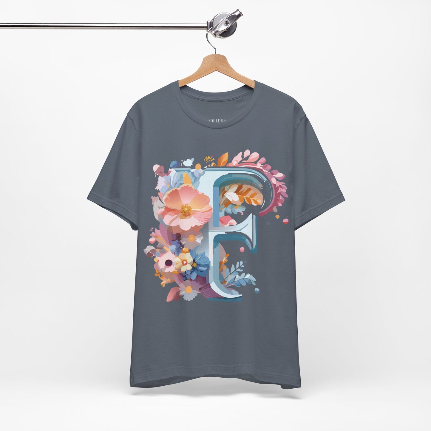 Natural Cotton Tee Shirt - Letters Collection - F Printify