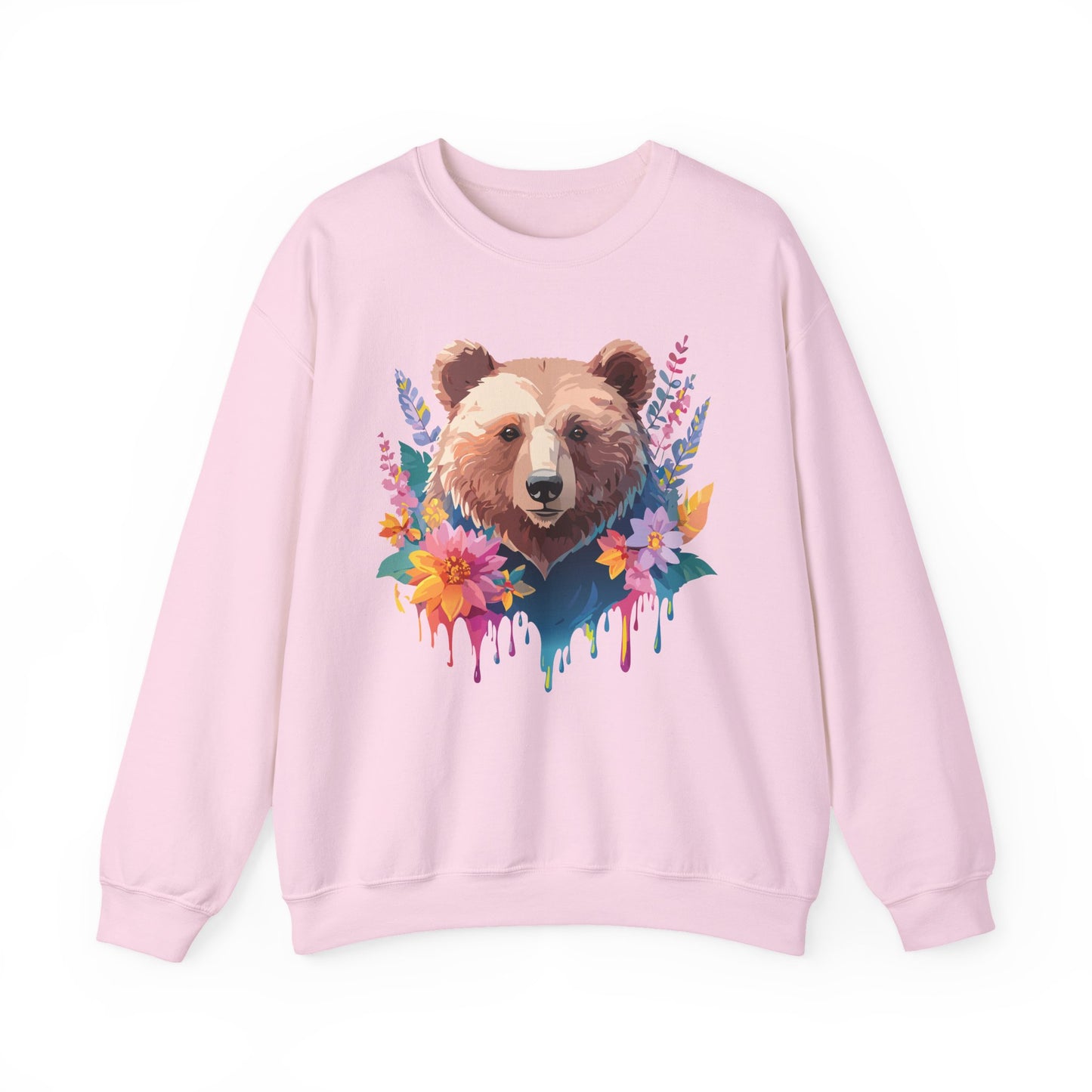 Unisex Floral Bear Sweatshirt, Animals Sweatshirt, Floral Sweatshirt, Art Design Sweatshirt