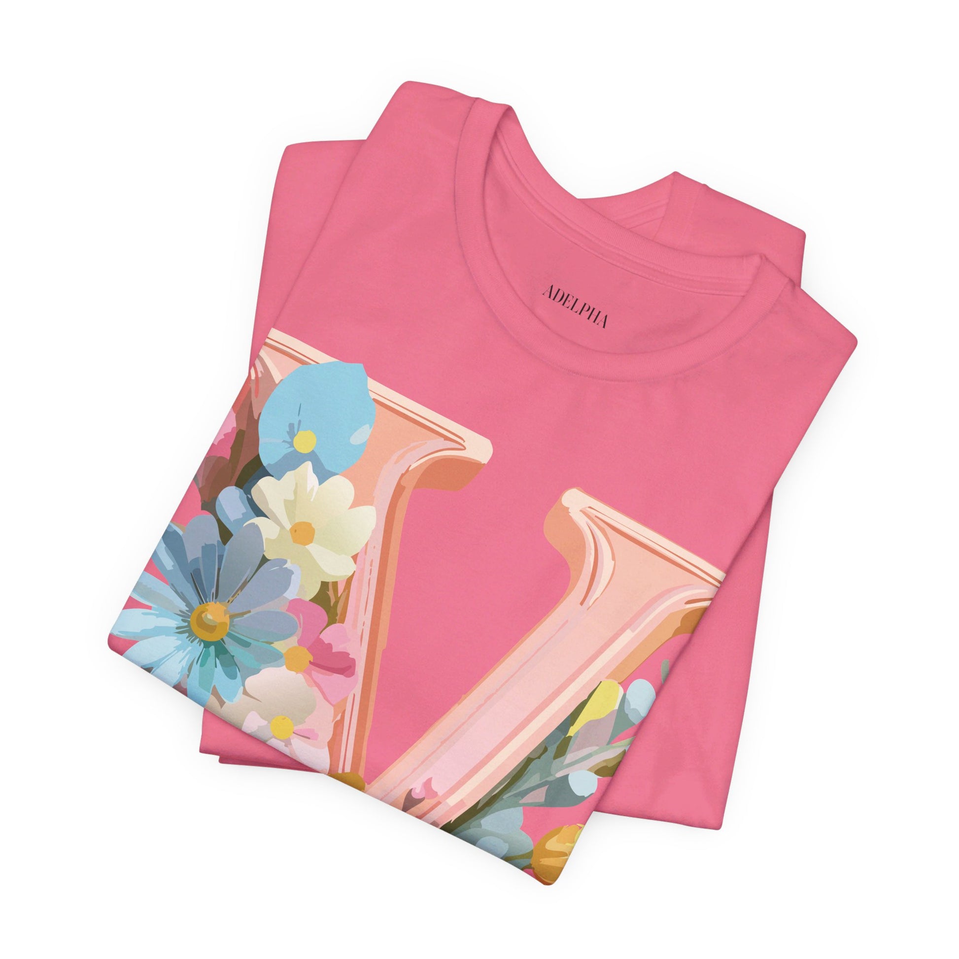 Natural Cotton Tee Shirt - Letters Collection - V Printify