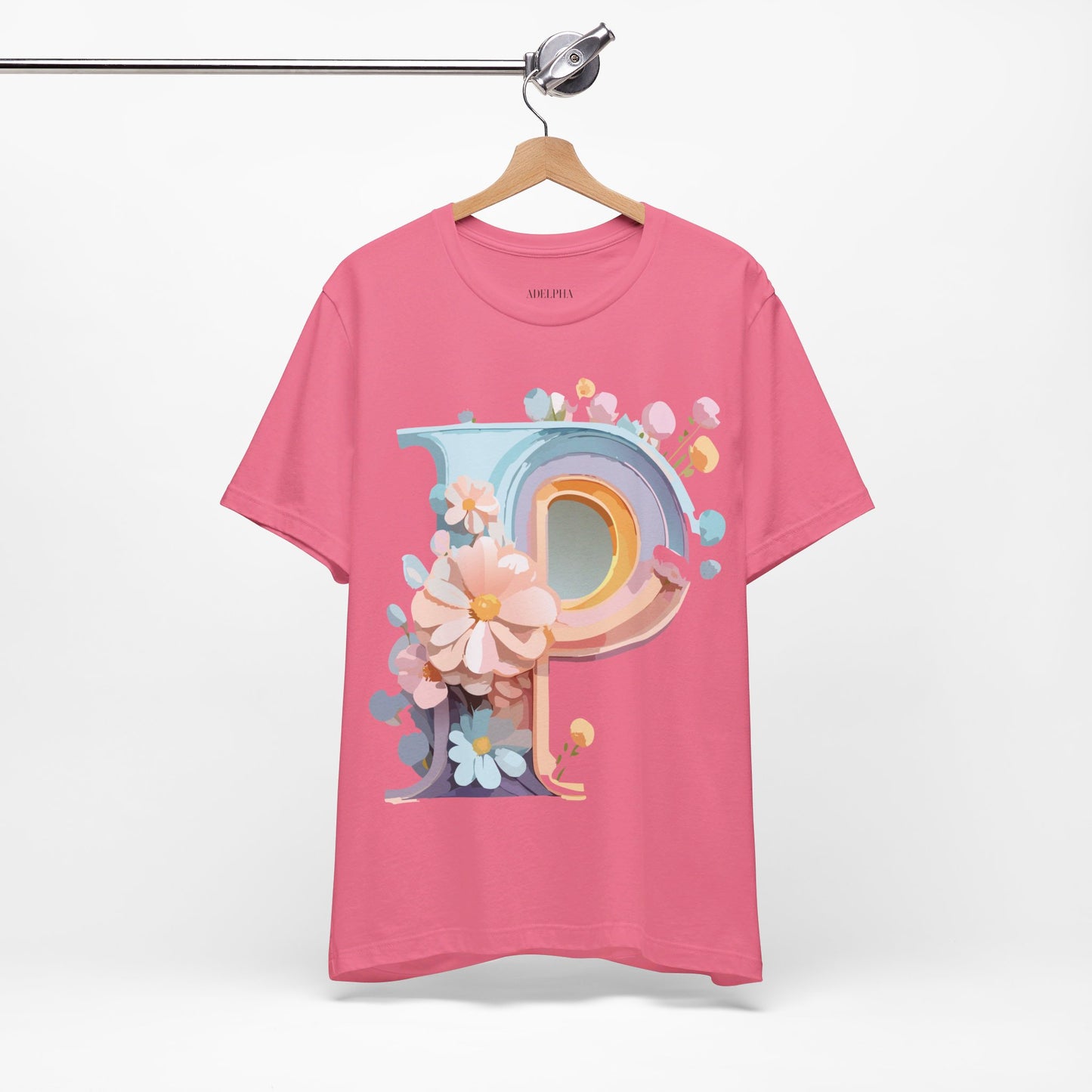 Natural Cotton Tee Shirt - Letters Collection - P Printify
