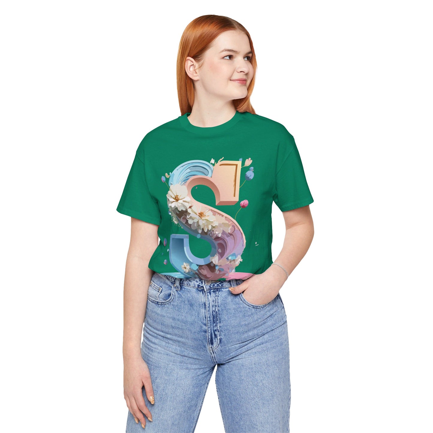 Natural Cotton Tee Shirt - Letters Collection - S Printify
