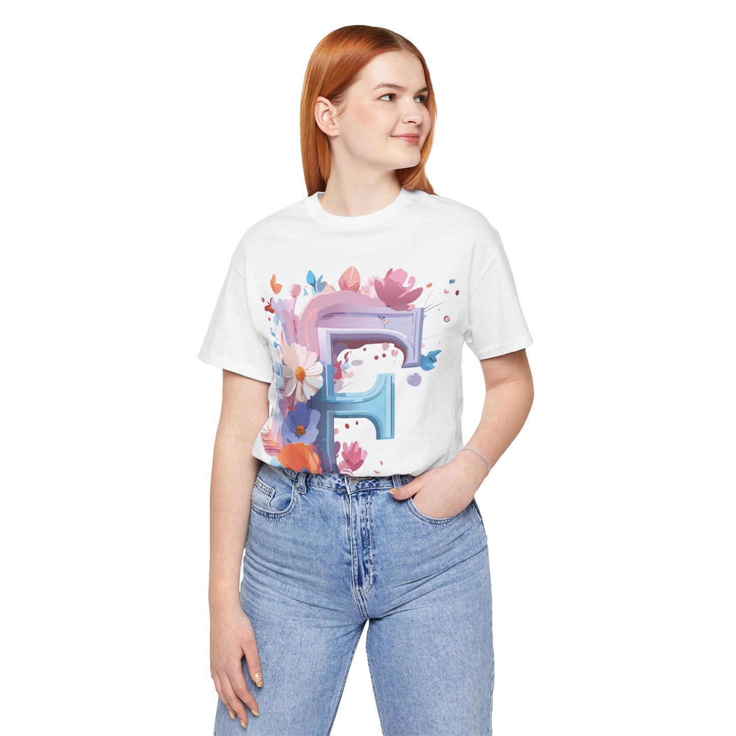 Natural Cotton Tee Shirt - Letters Collection - F Printify