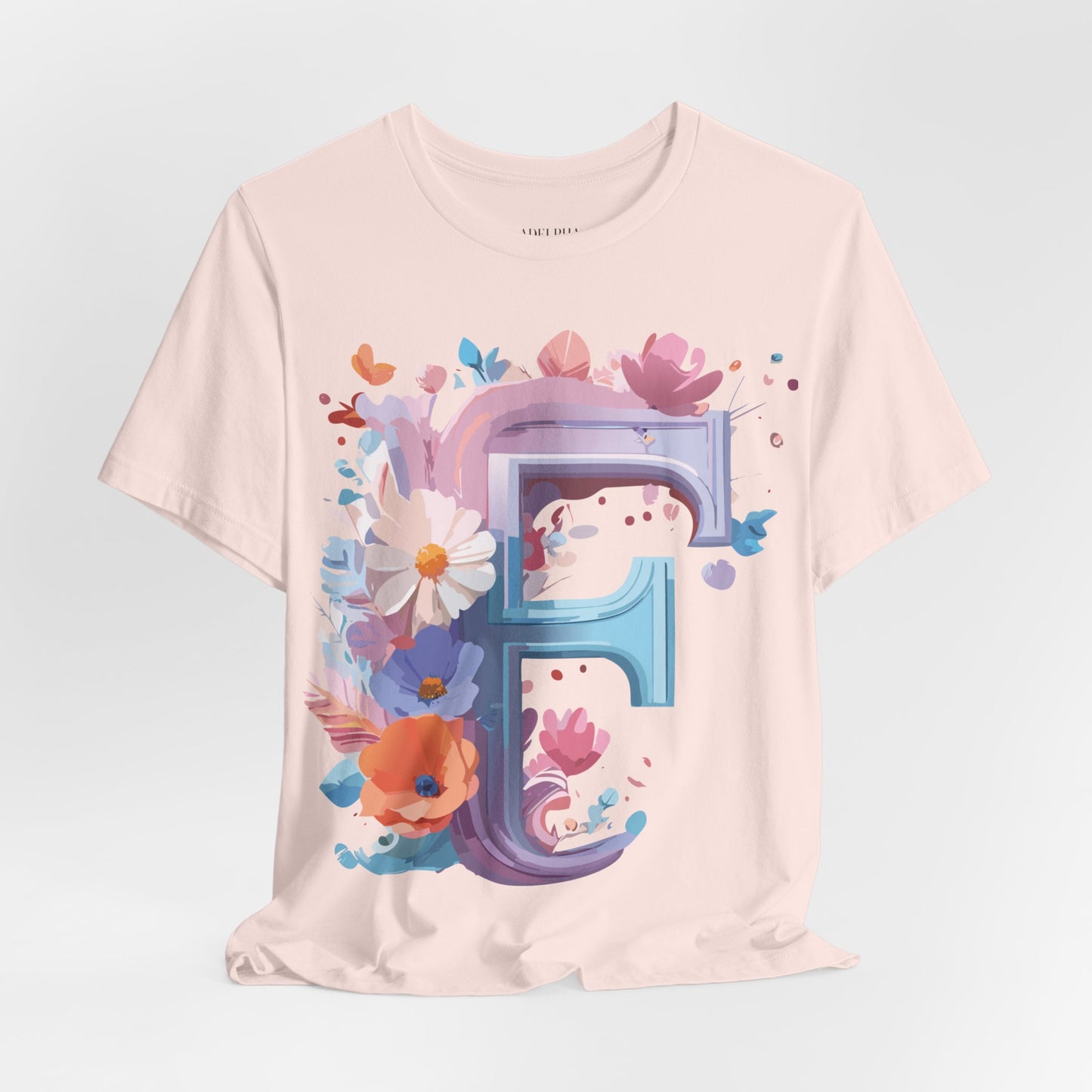 Natural Cotton Tee Shirt - Letters Collection - F Printify