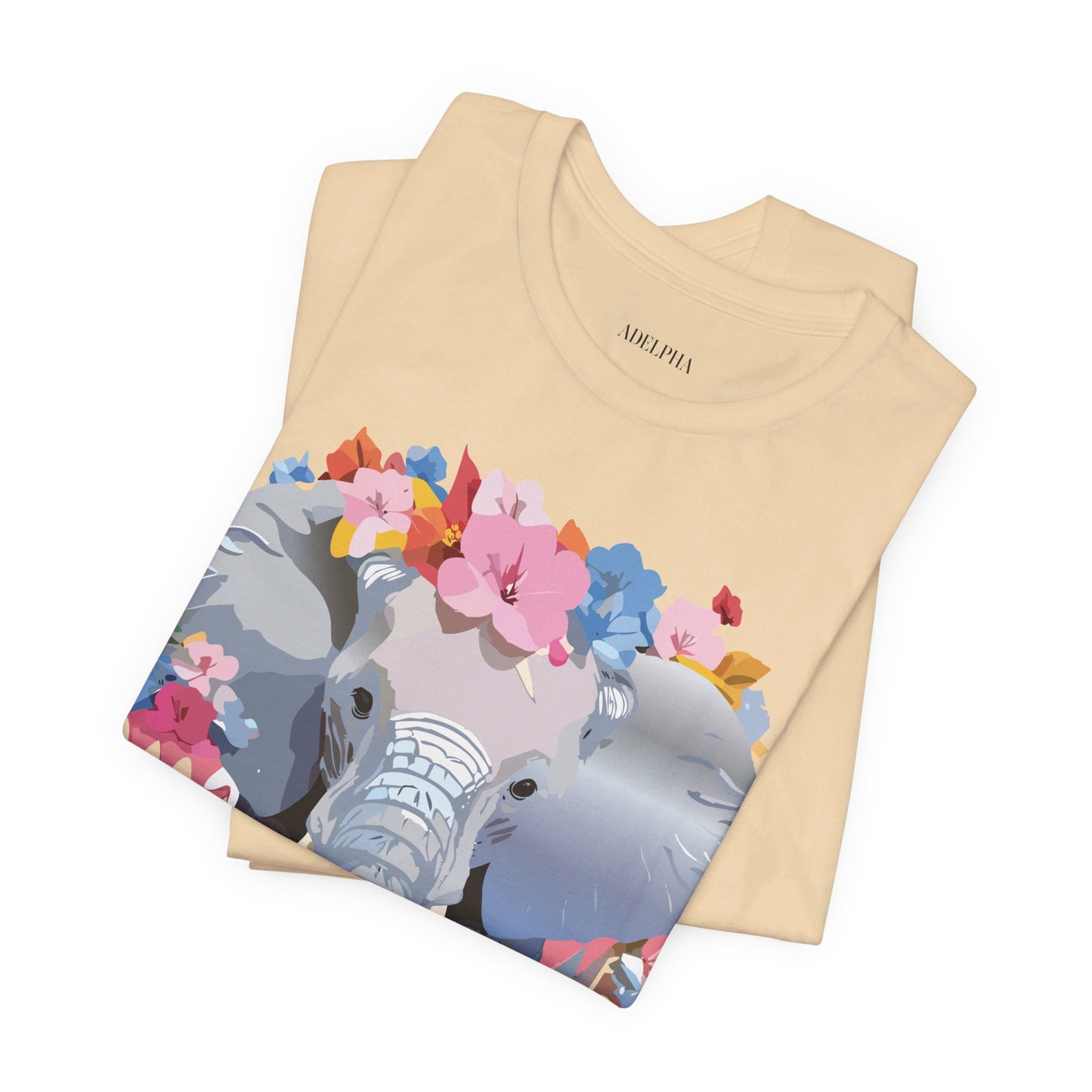 Natural Cotton Tee Shirt with Elephant Printify
