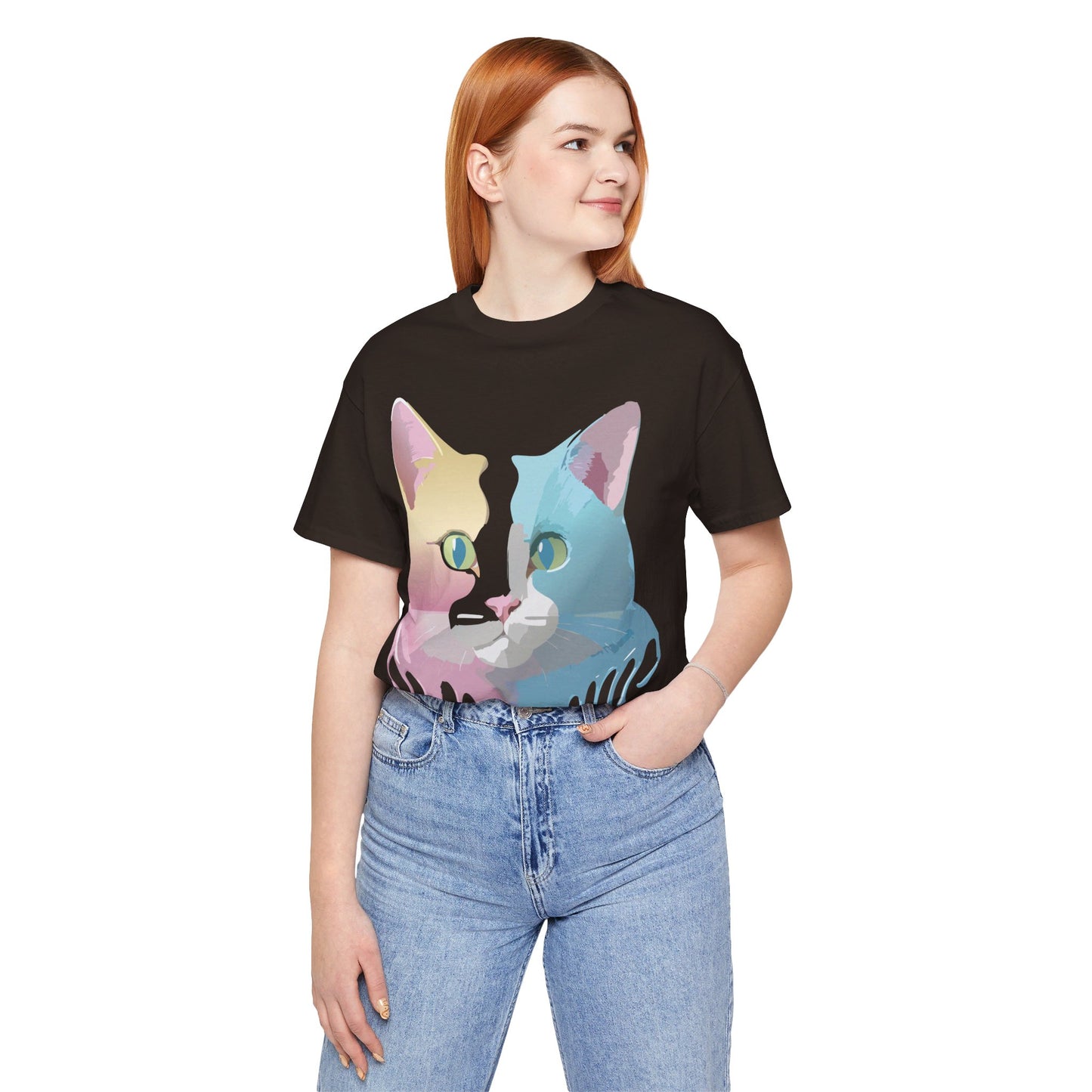 Natural Cotton Tee Shirt with Cat Printify