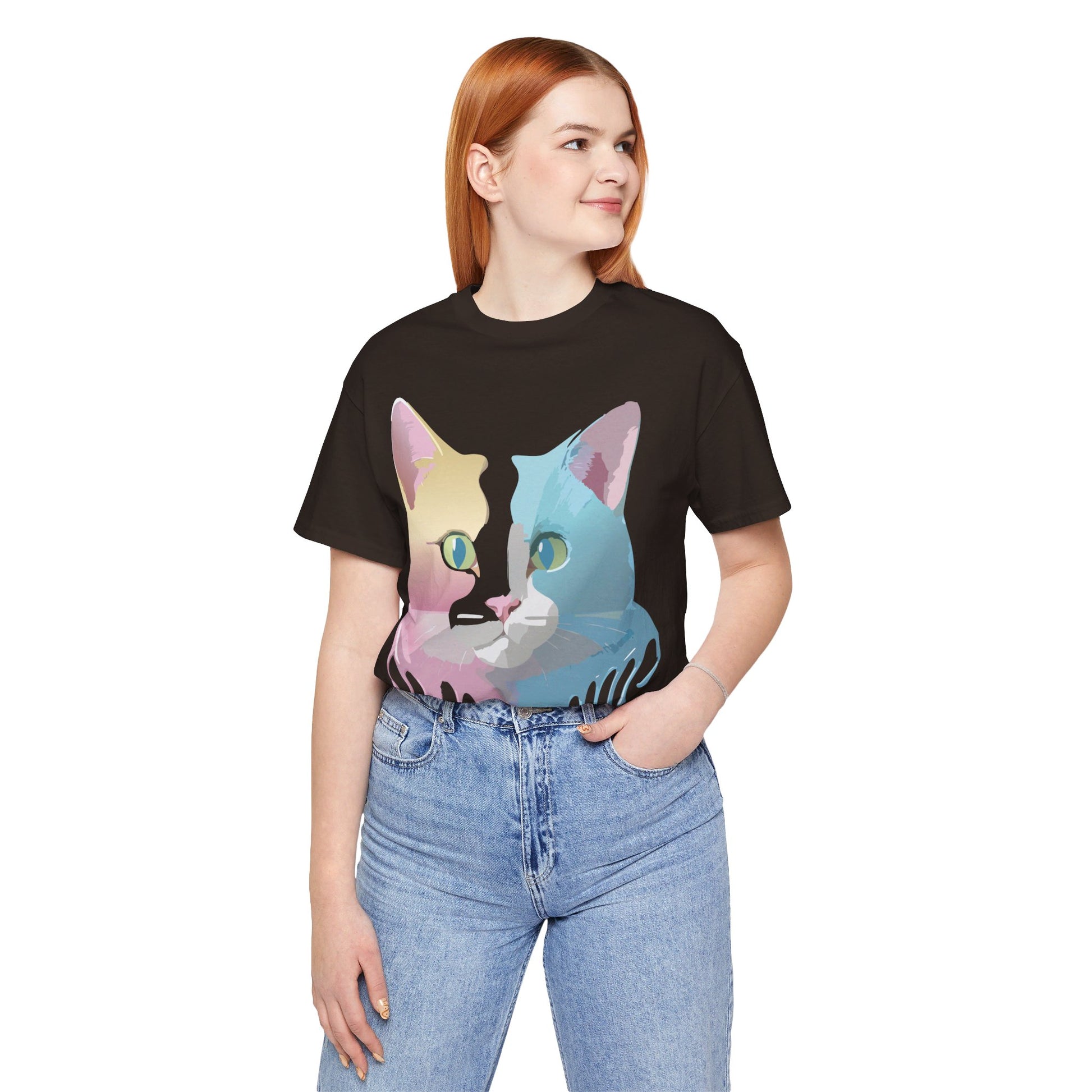 Natural Cotton Tee Shirt with Cat Printify