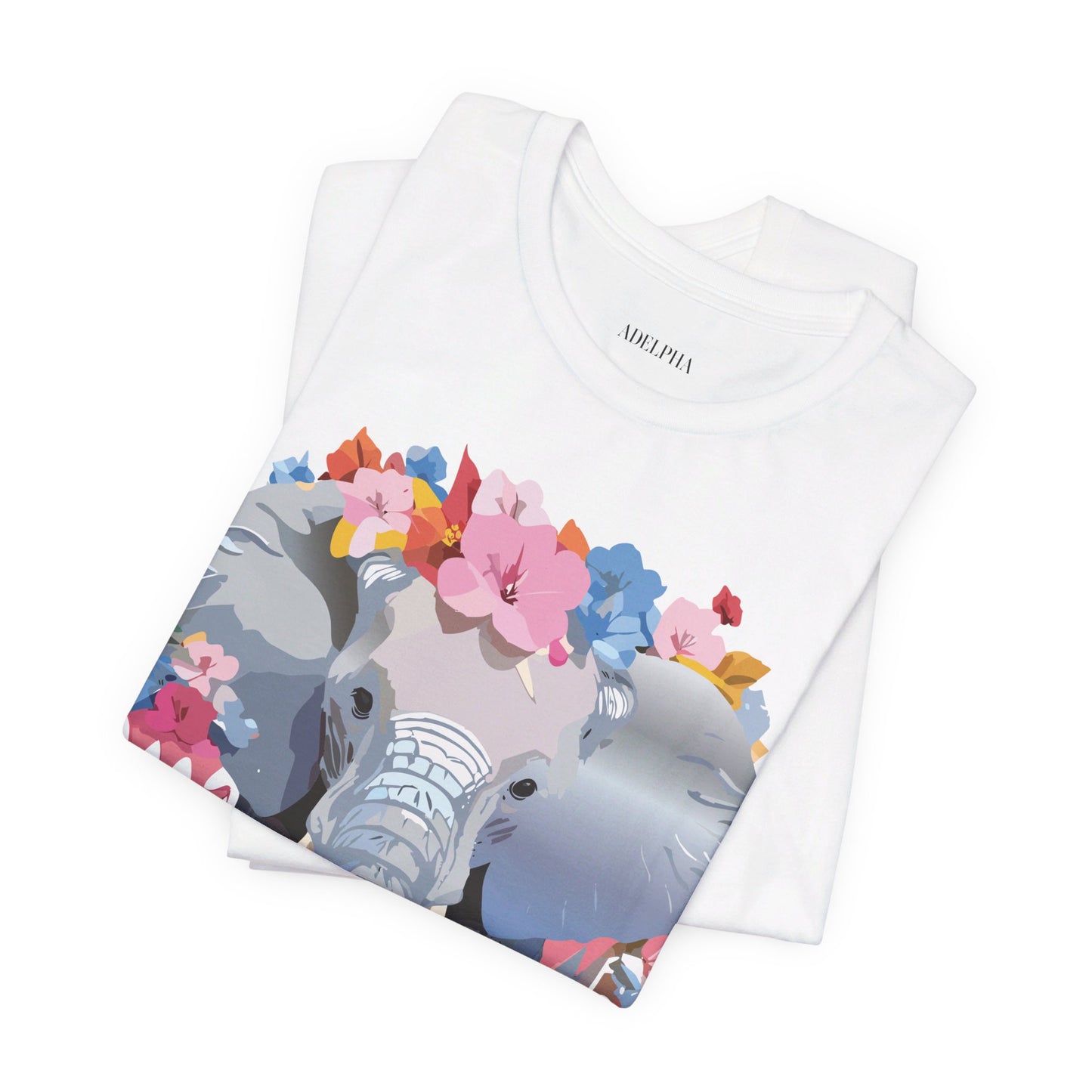 Natural Cotton Tee Shirt with Elephant Printify