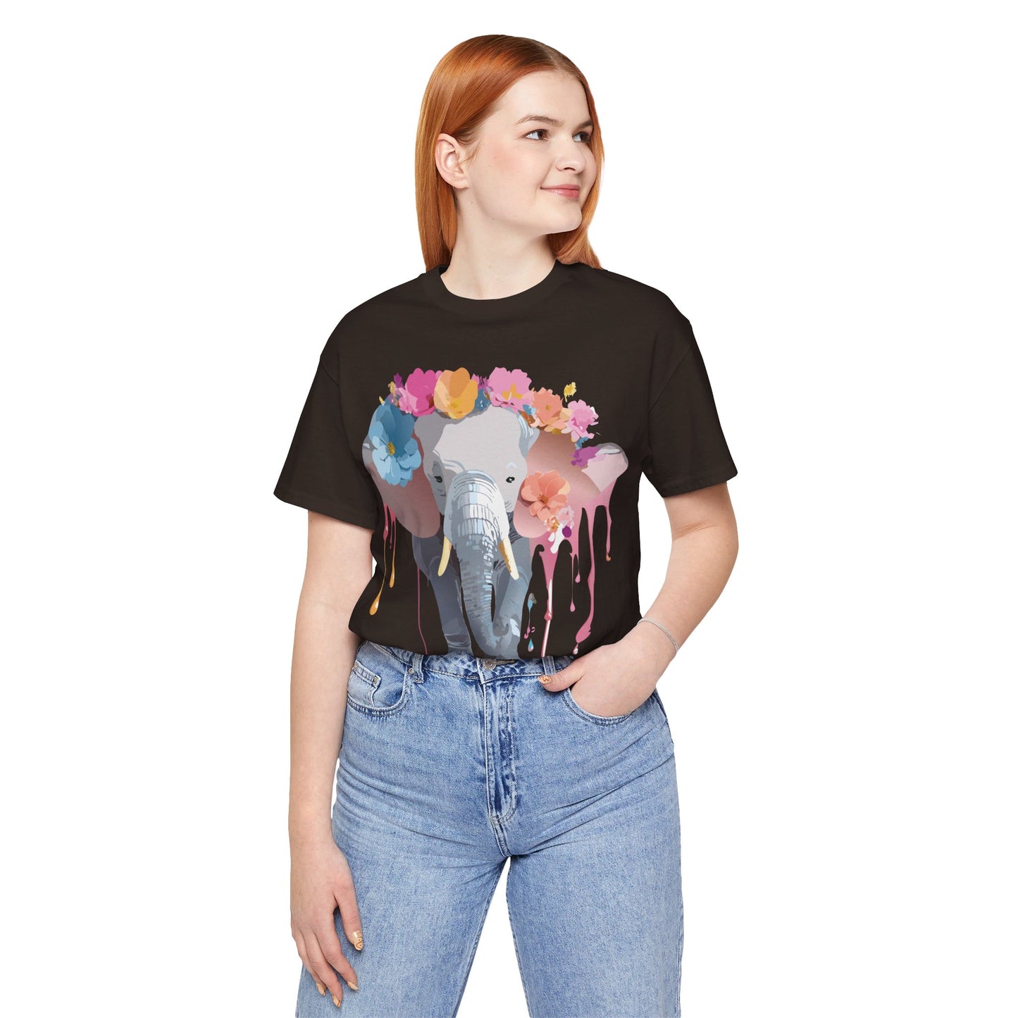 Natural Cotton Tee Shirt with Elephant Printify