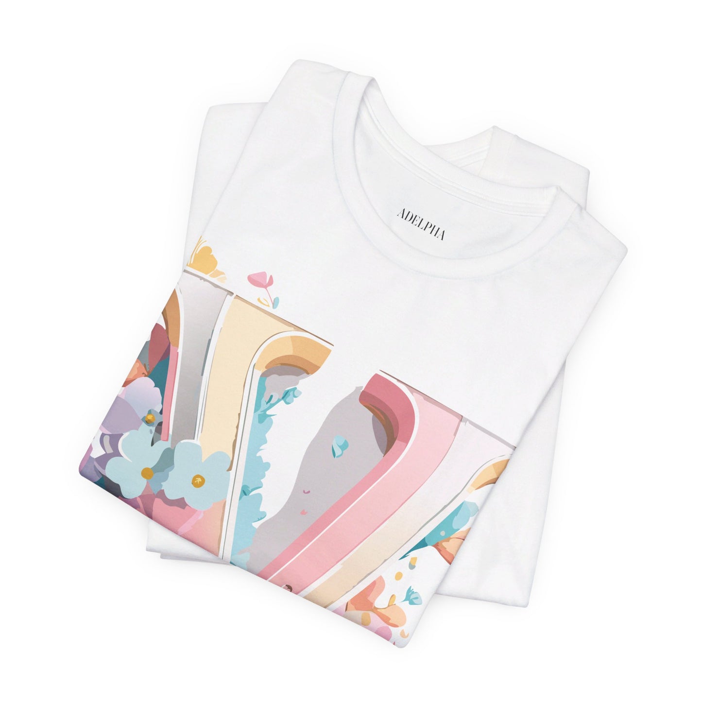 Natural Cotton Tee Shirt - Letters Collection - V Printify