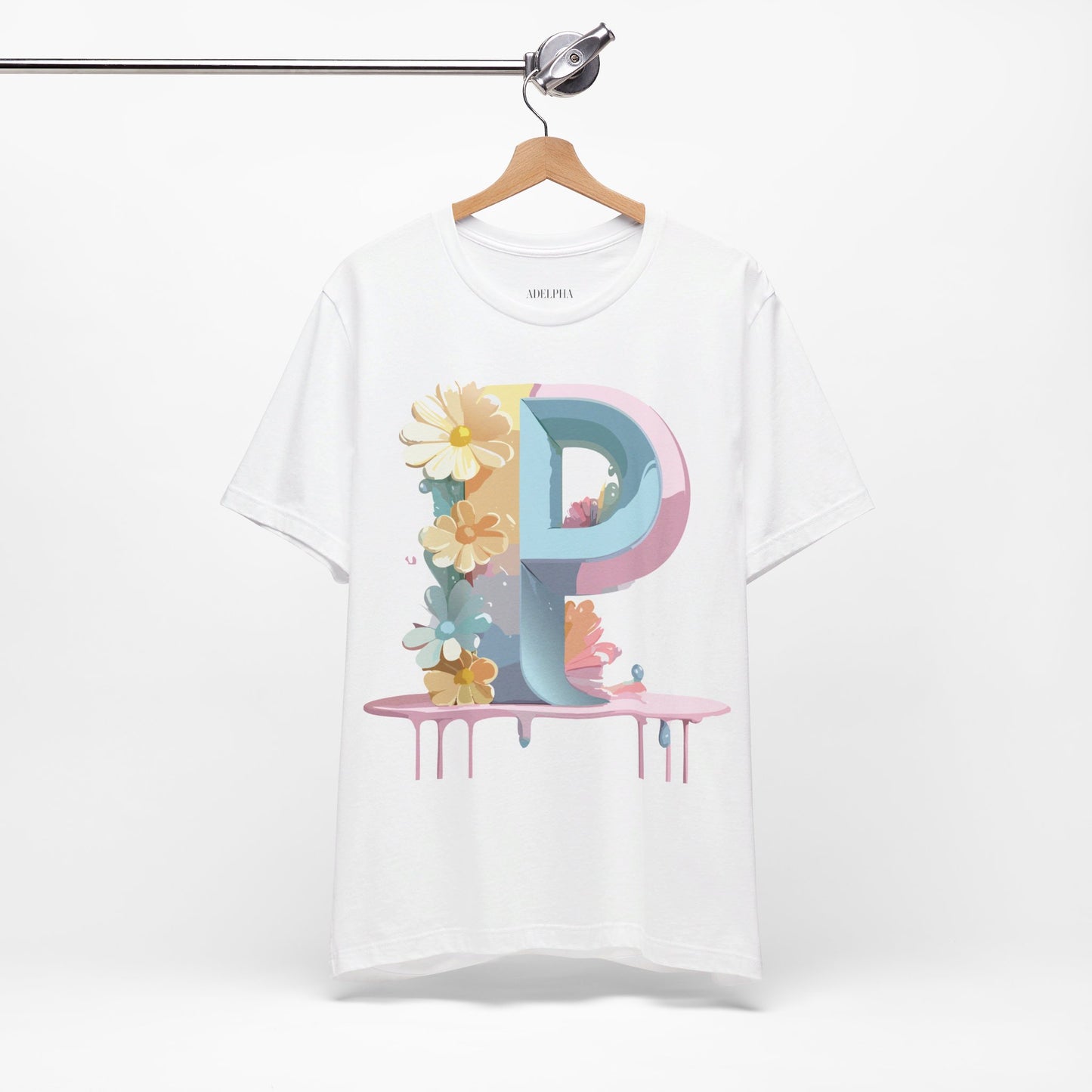Natural Cotton Tee Shirt - Letters Collection - P Printify