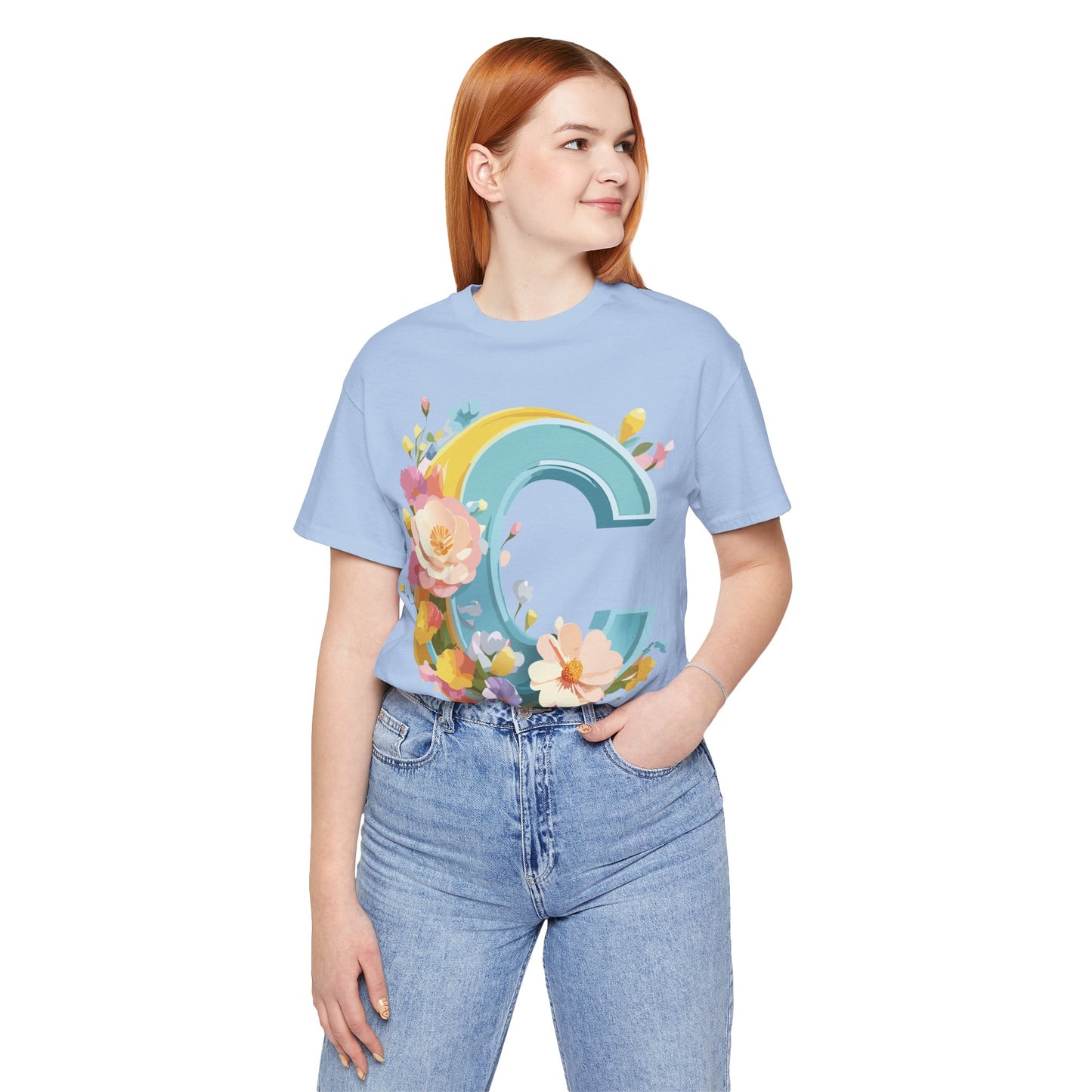Natural Cotton Tee Shirt - Letters Collection - C Printify