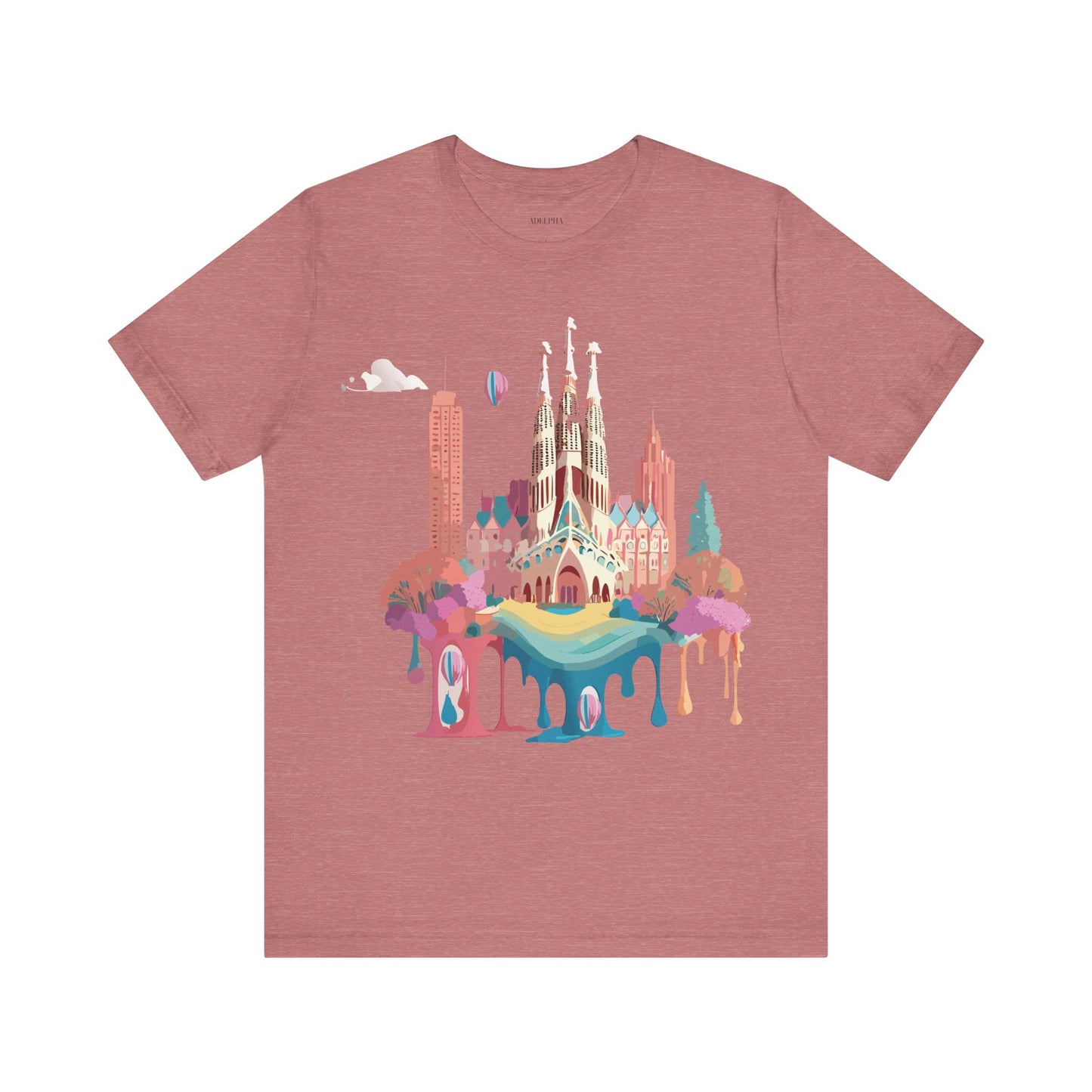 Natural Cotton Tee Shirt - Beautiful Places Collection - Barcelona Printify