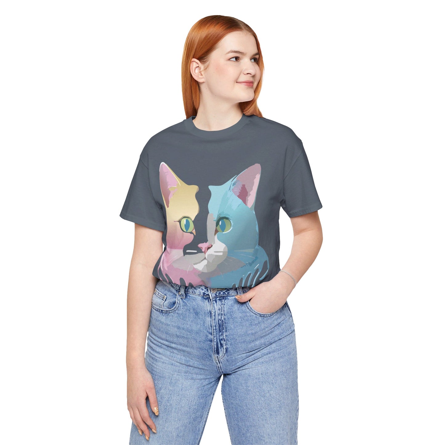 Natural Cotton Tee Shirt with Cat Printify