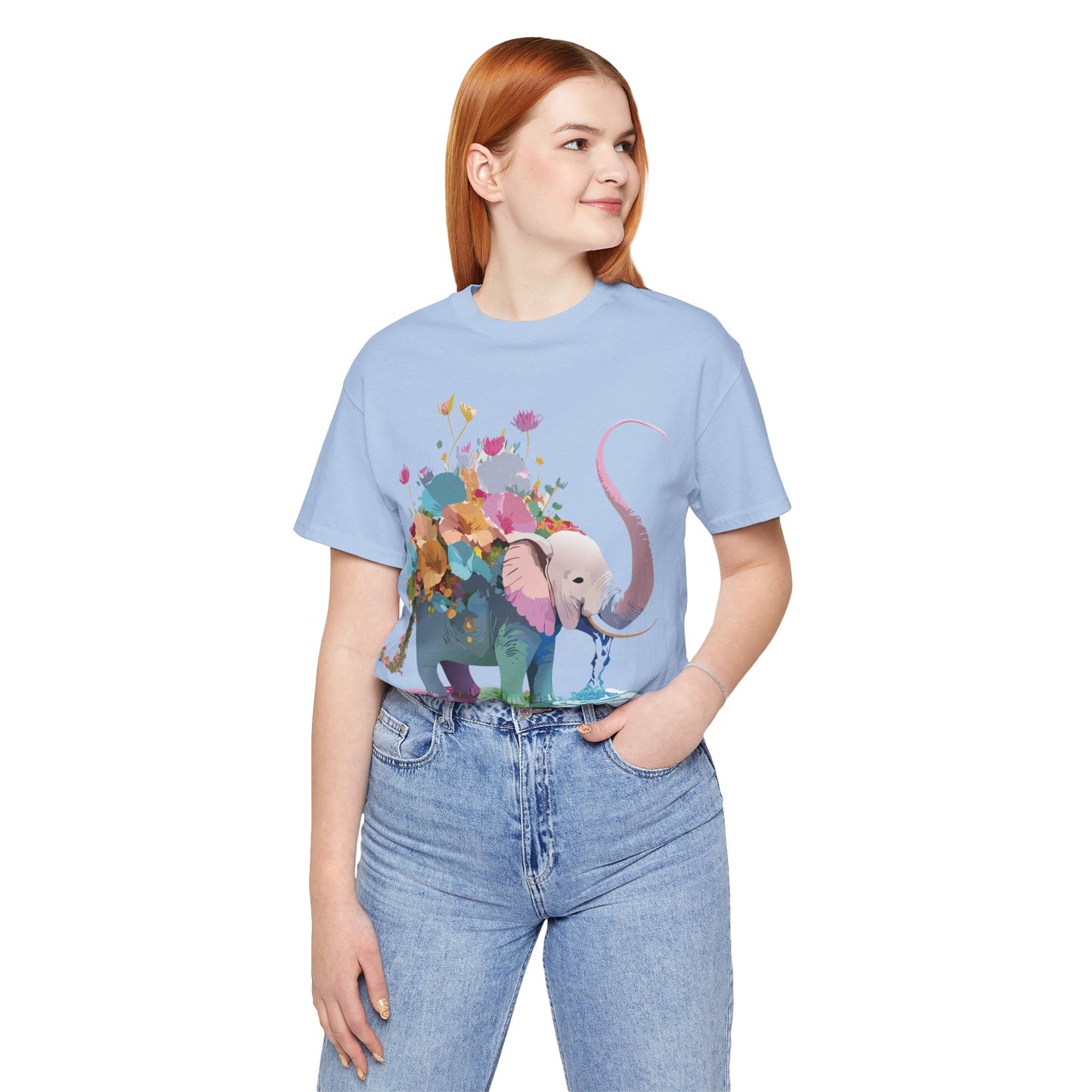 Natural Cotton Tee Shirt with Elephant Printify