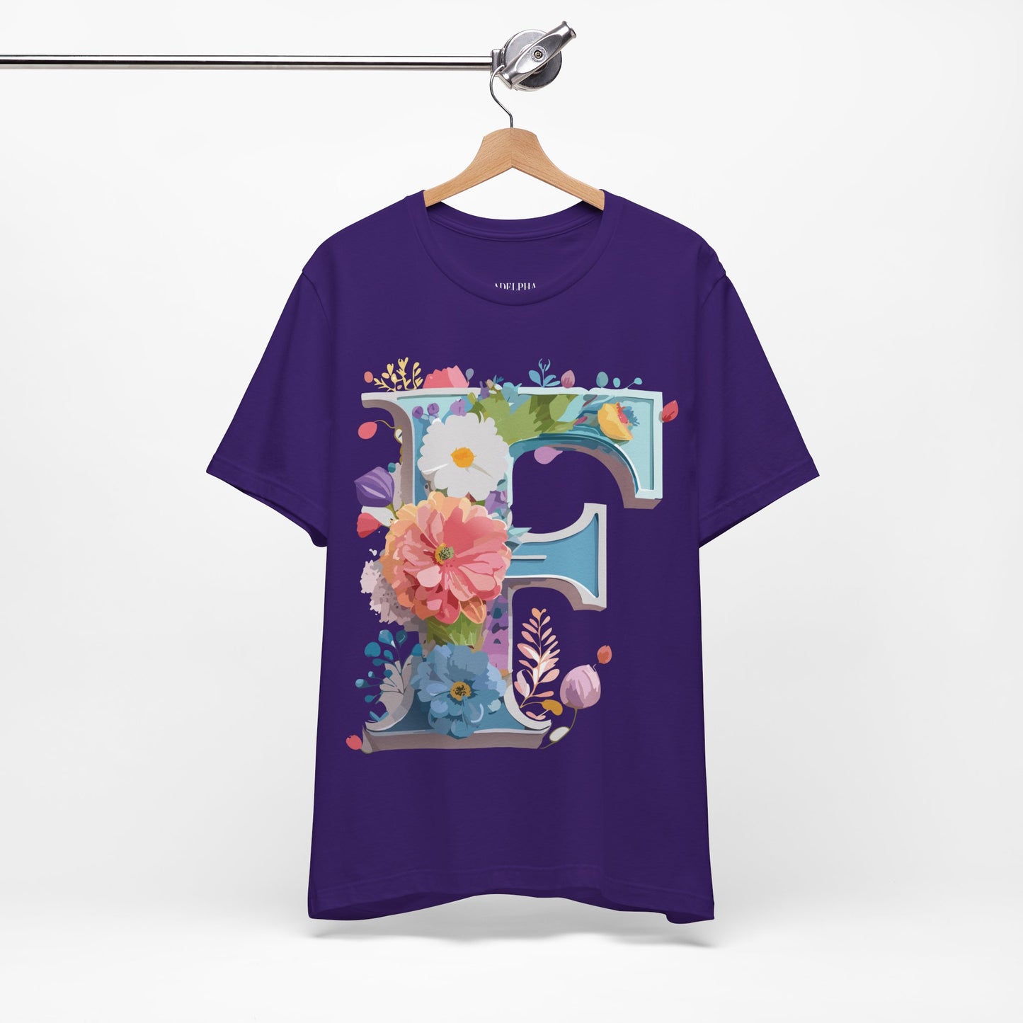 Natural Cotton Tee Shirt - Letters Collection - F Printify