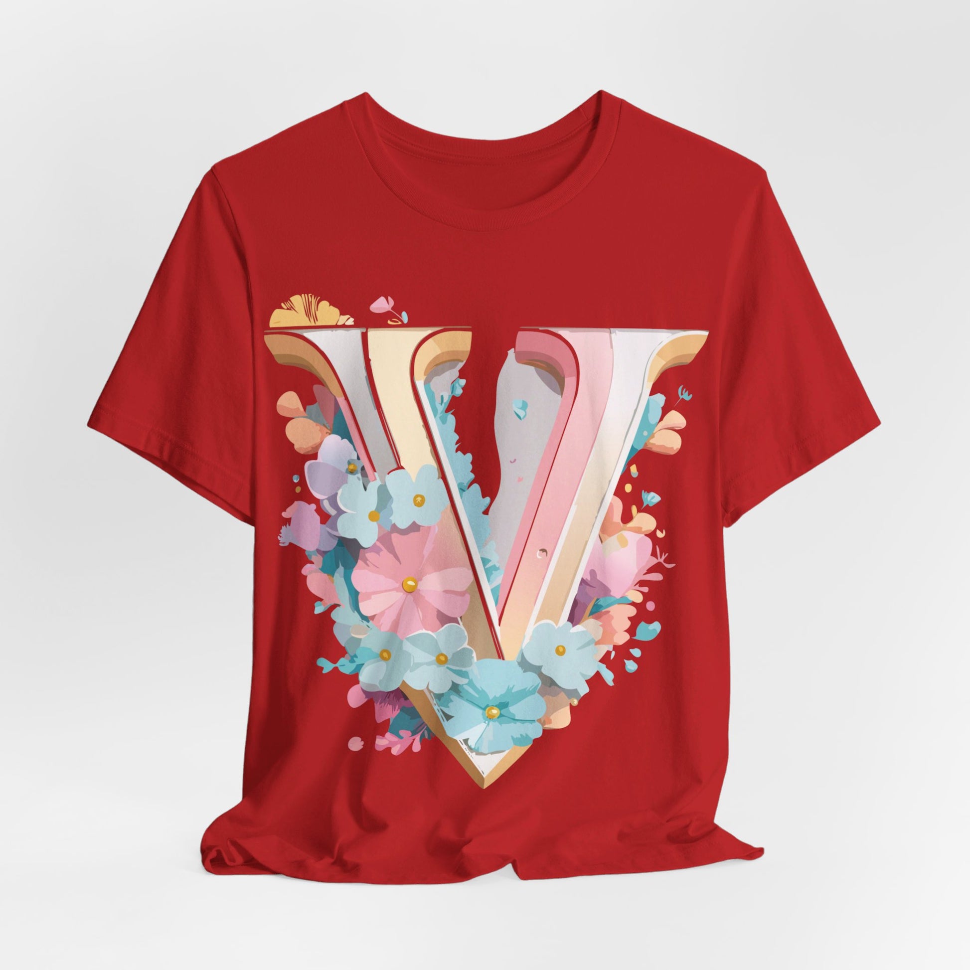 Natural Cotton Tee Shirt - Letters Collection - V Printify
