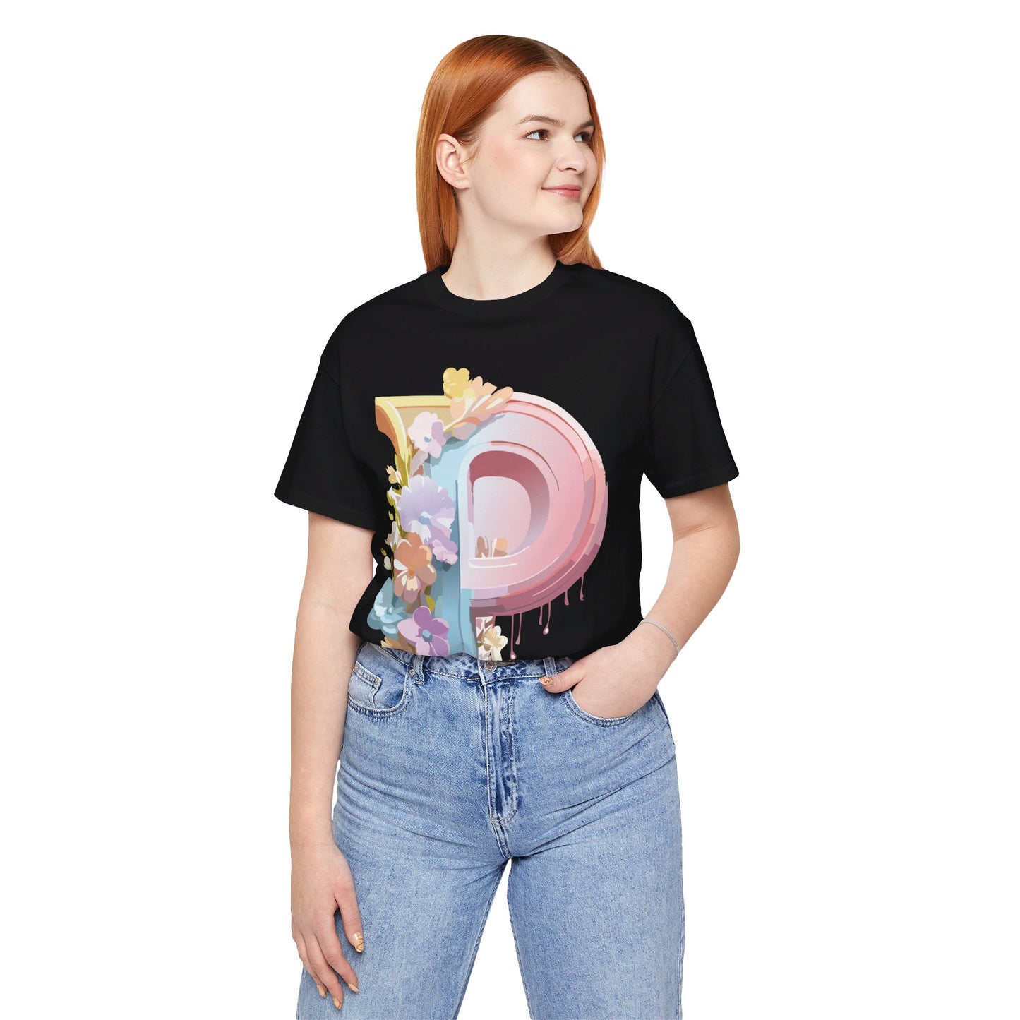 Natural Cotton Tee Shirt - Letters Collection - P Printify