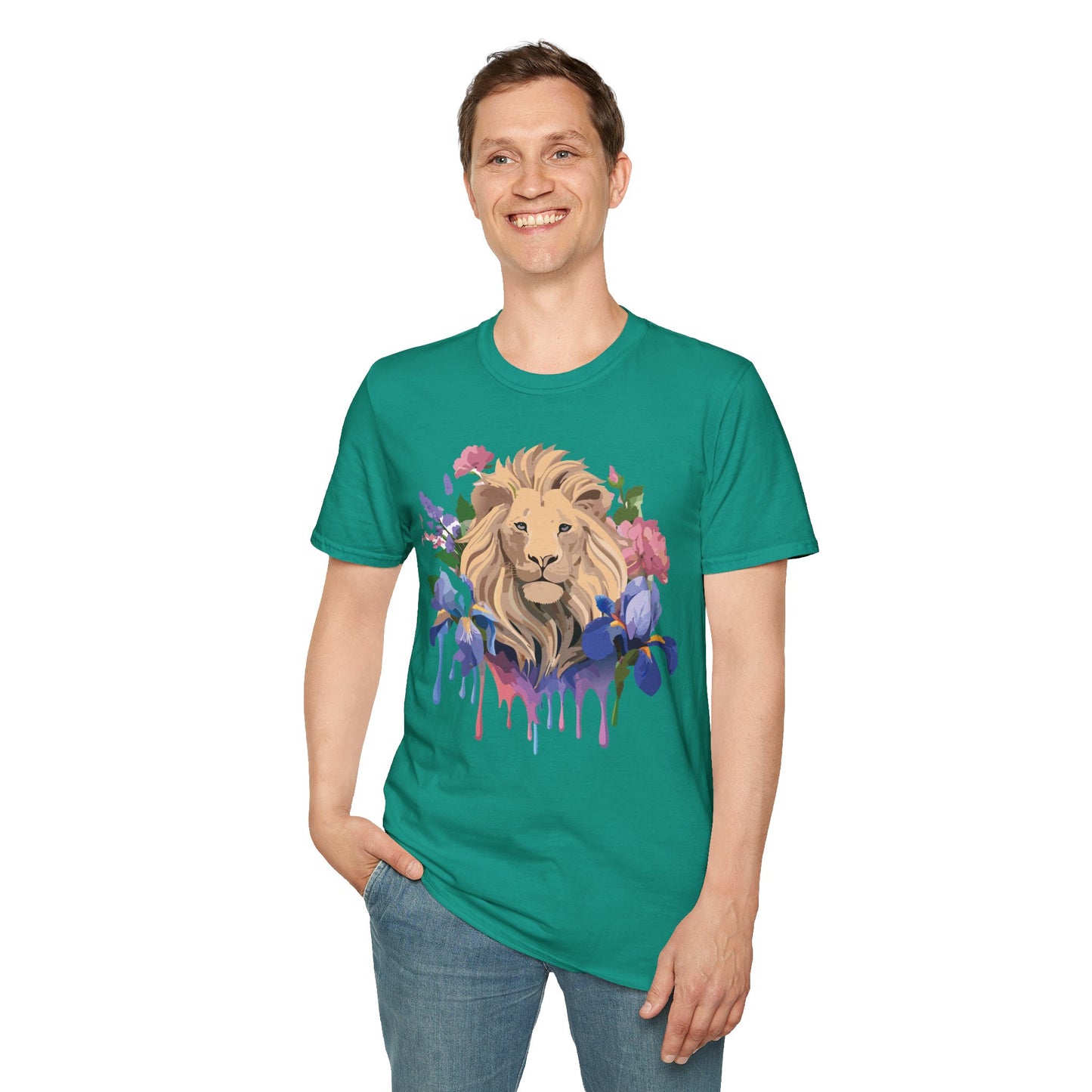 Lion Shirt, Shirt with Lion, Floral Lion Tee, Shirt with Animals