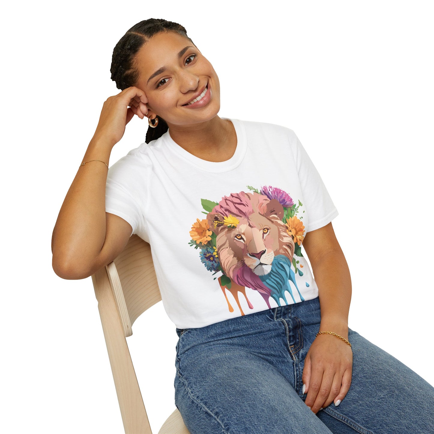 Lion Shirt, Shirt with Lion, Floral Lion Tee, Shirt with Animals