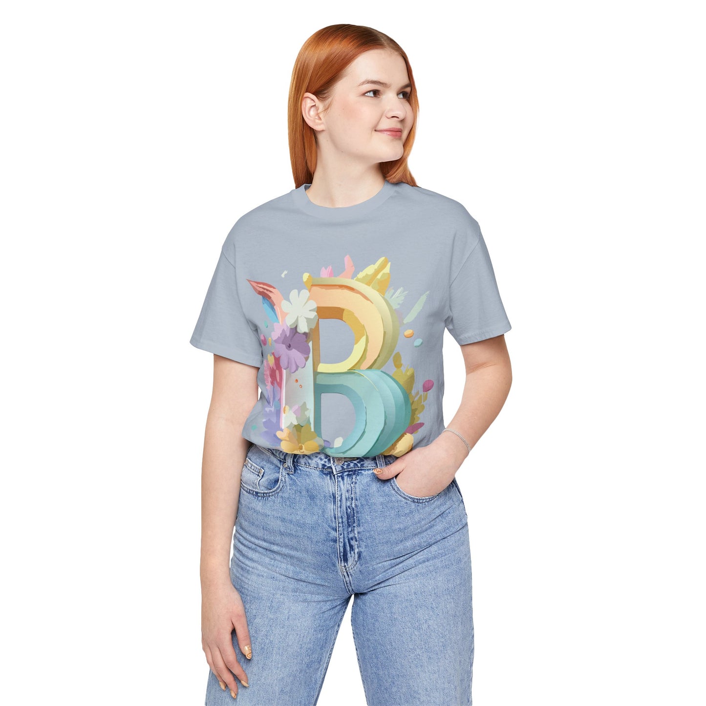 Natural Cotton Tee Shirt - Letters Collection - B Printify