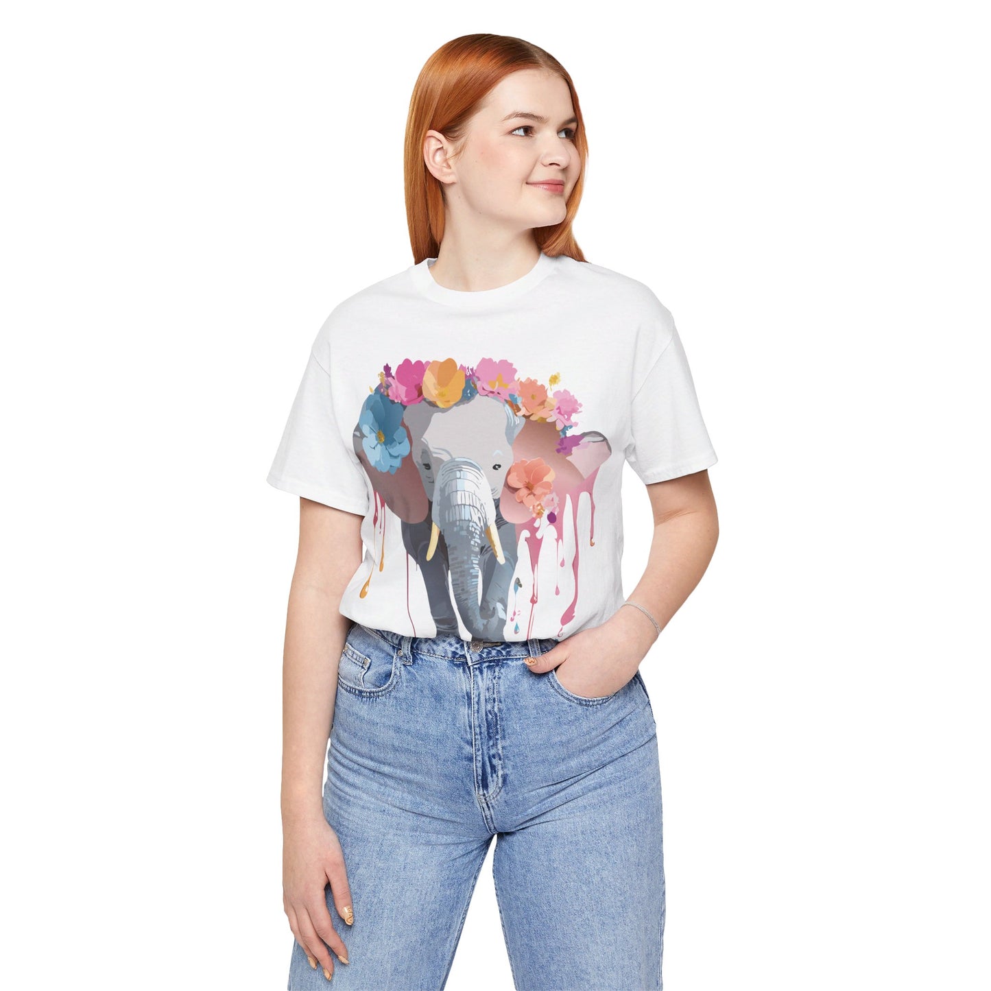 Natural Cotton Tee Shirt with Elephant Printify