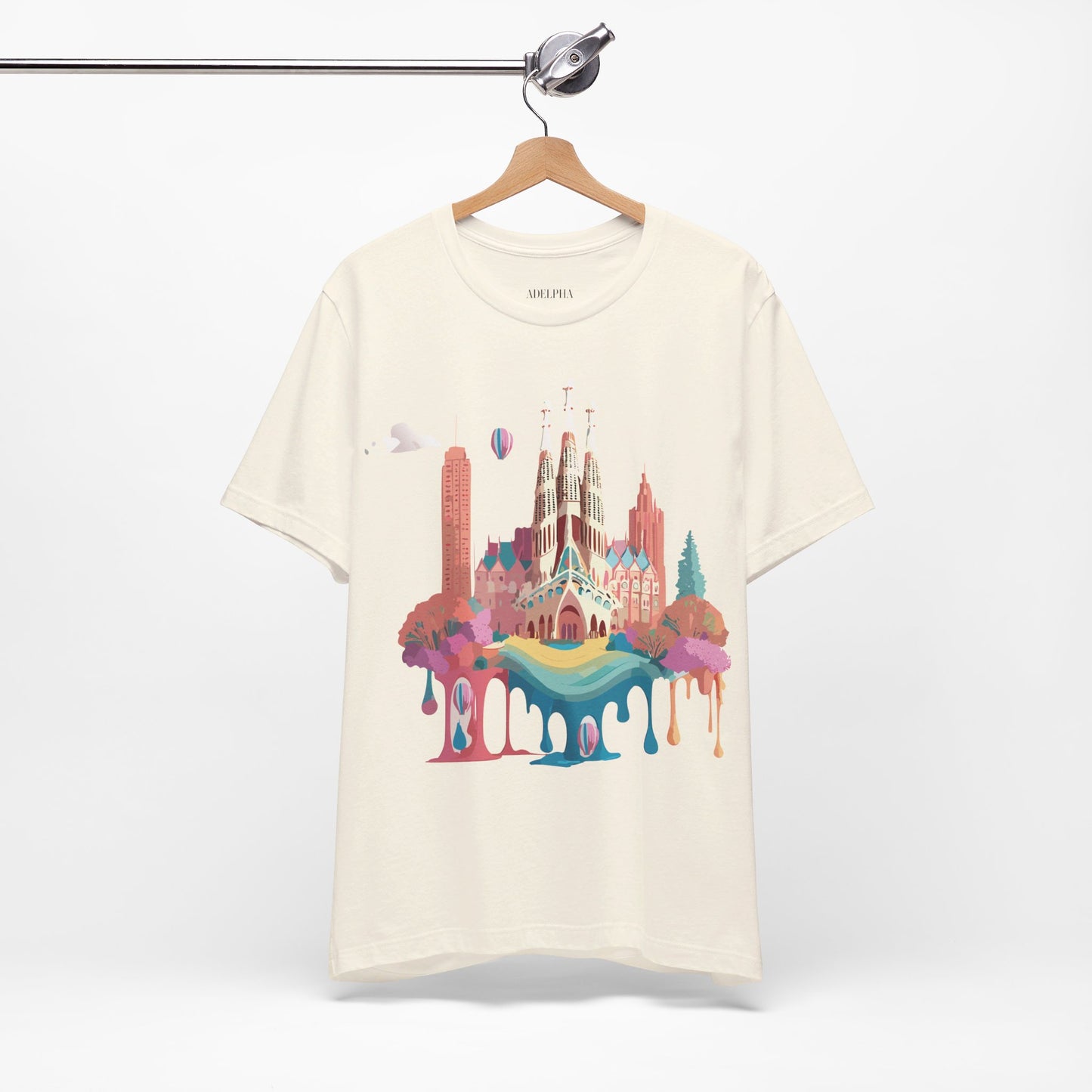 Natural Cotton Tee Shirt - Beautiful Places Collection - Barcelona Printify