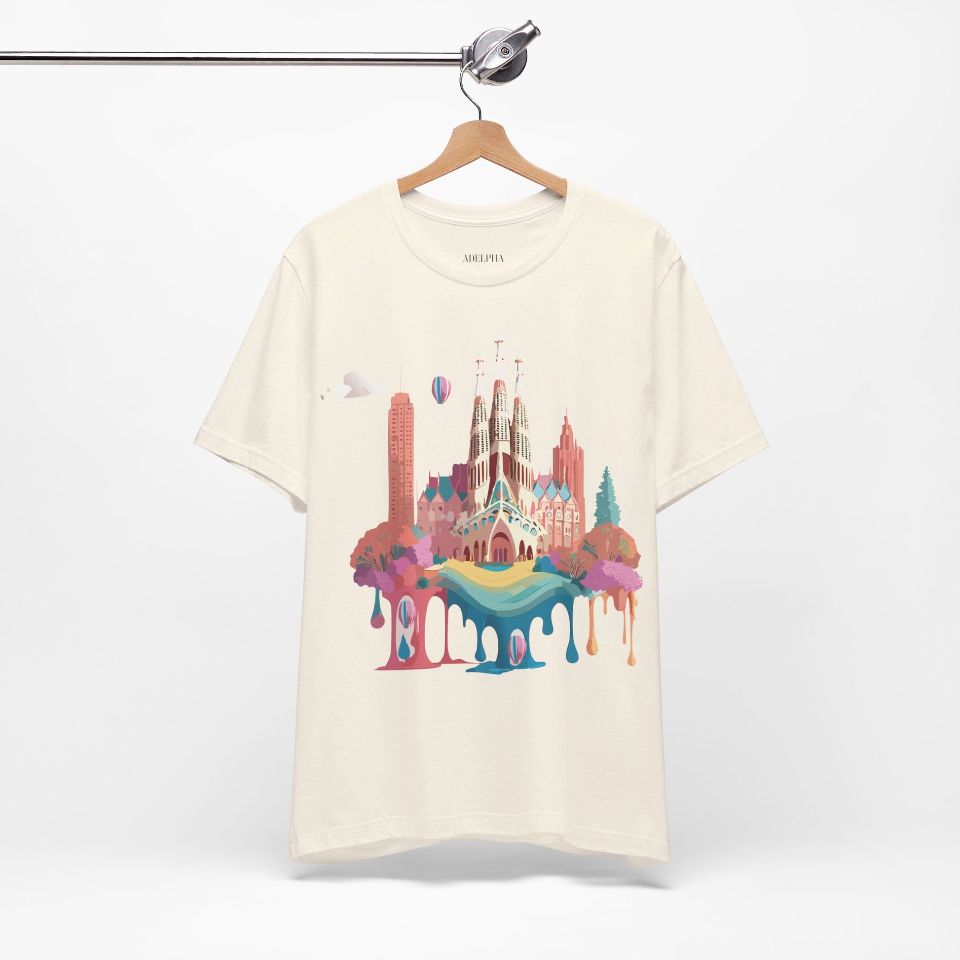 Natural Cotton Tee Shirt - Beautiful Places Collection - Barcelona Printify