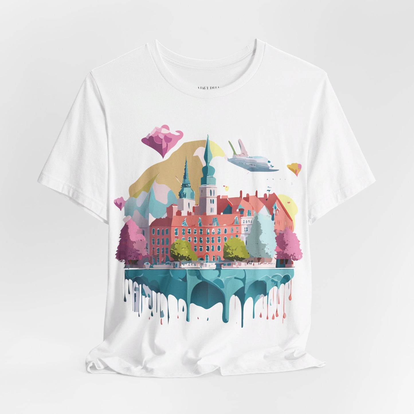 Natural Cotton Tee Shirt - Beautiful Places Collection - Warnemünde and Rostock - Germany Printify