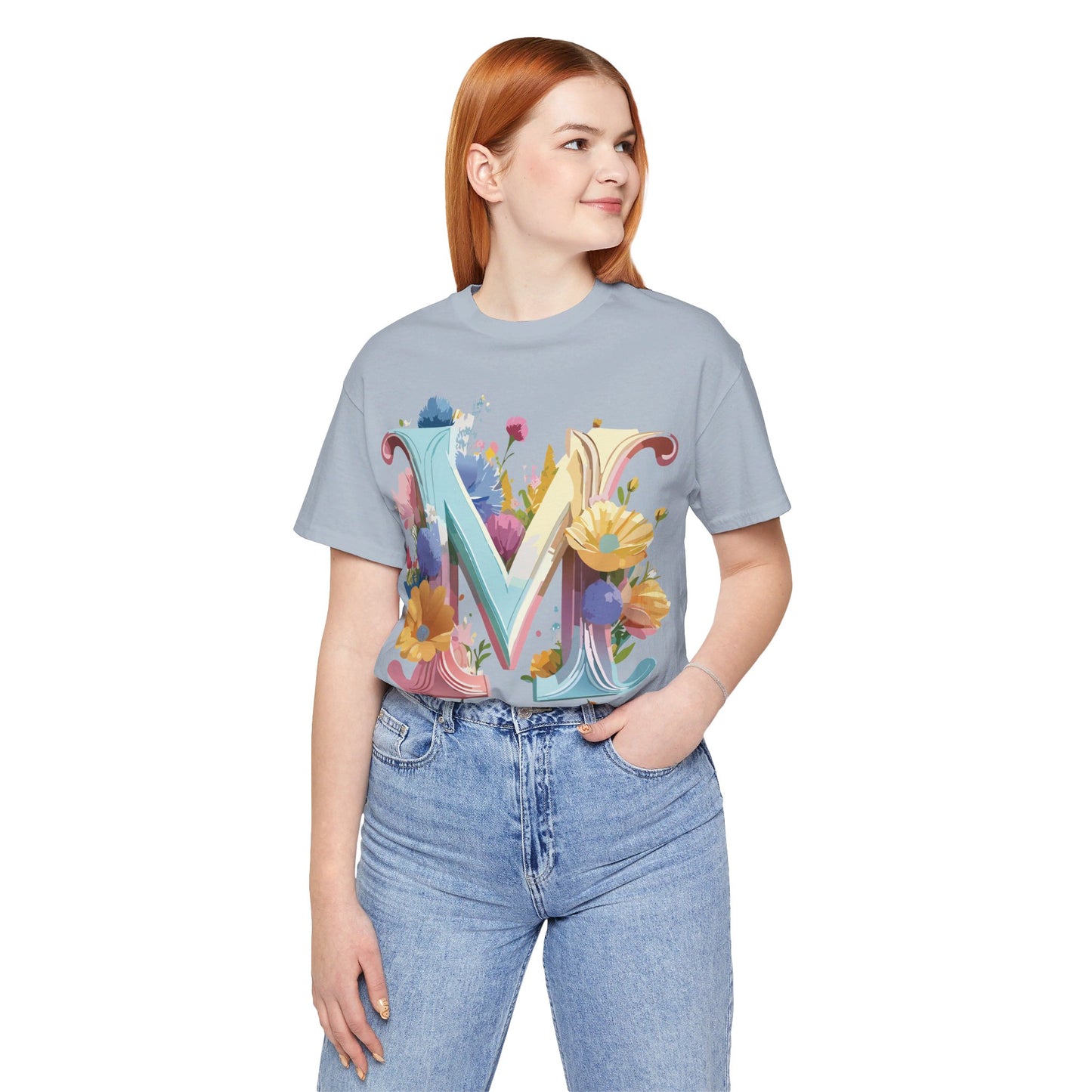 Natural Cotton Tee Shirt - Letters Collection - M Printify
