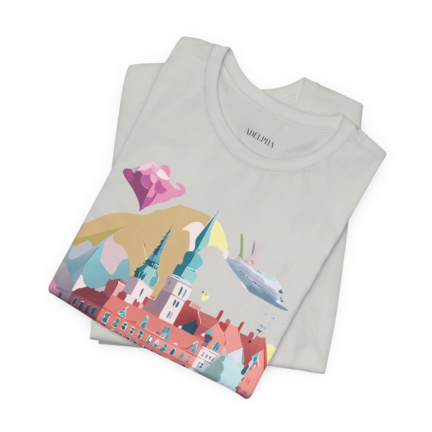 Natural Cotton Tee Shirt - Beautiful Places Collection - Warnemünde and Rostock - Germany Printify