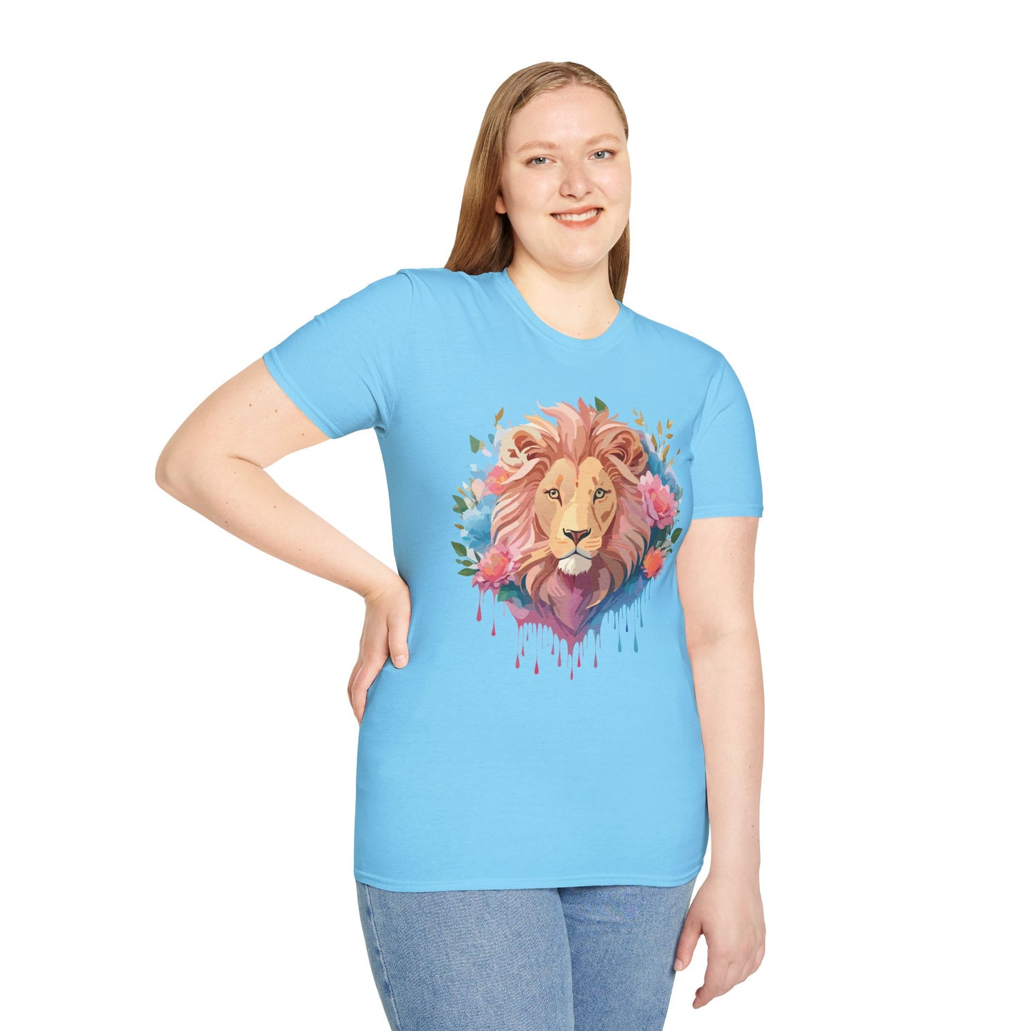 Lion Shirt, Shirt with Lion, Floral Lion Tee, Shirt with Animals