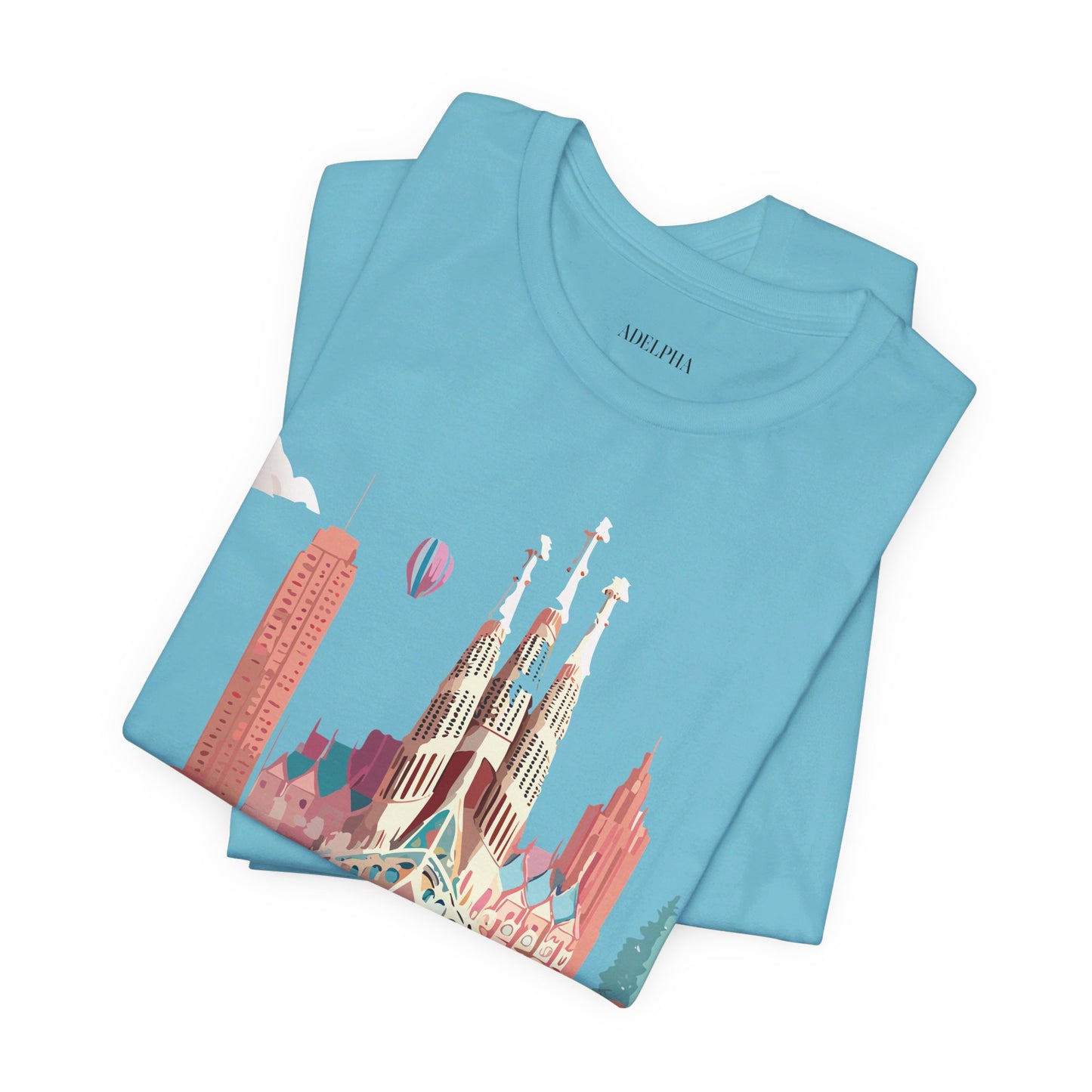 Natural Cotton Tee Shirt - Beautiful Places Collection - Barcelona Printify