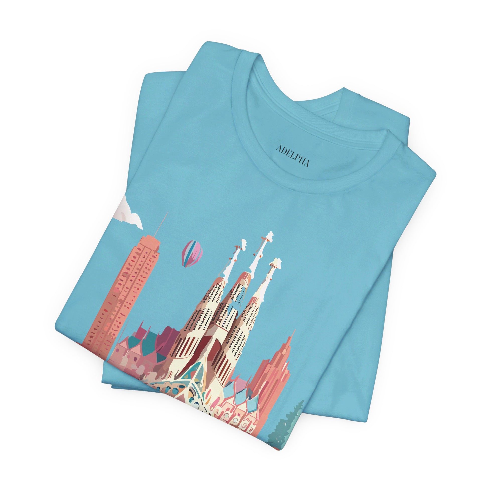 Natural Cotton Tee Shirt - Beautiful Places Collection - Barcelona Printify