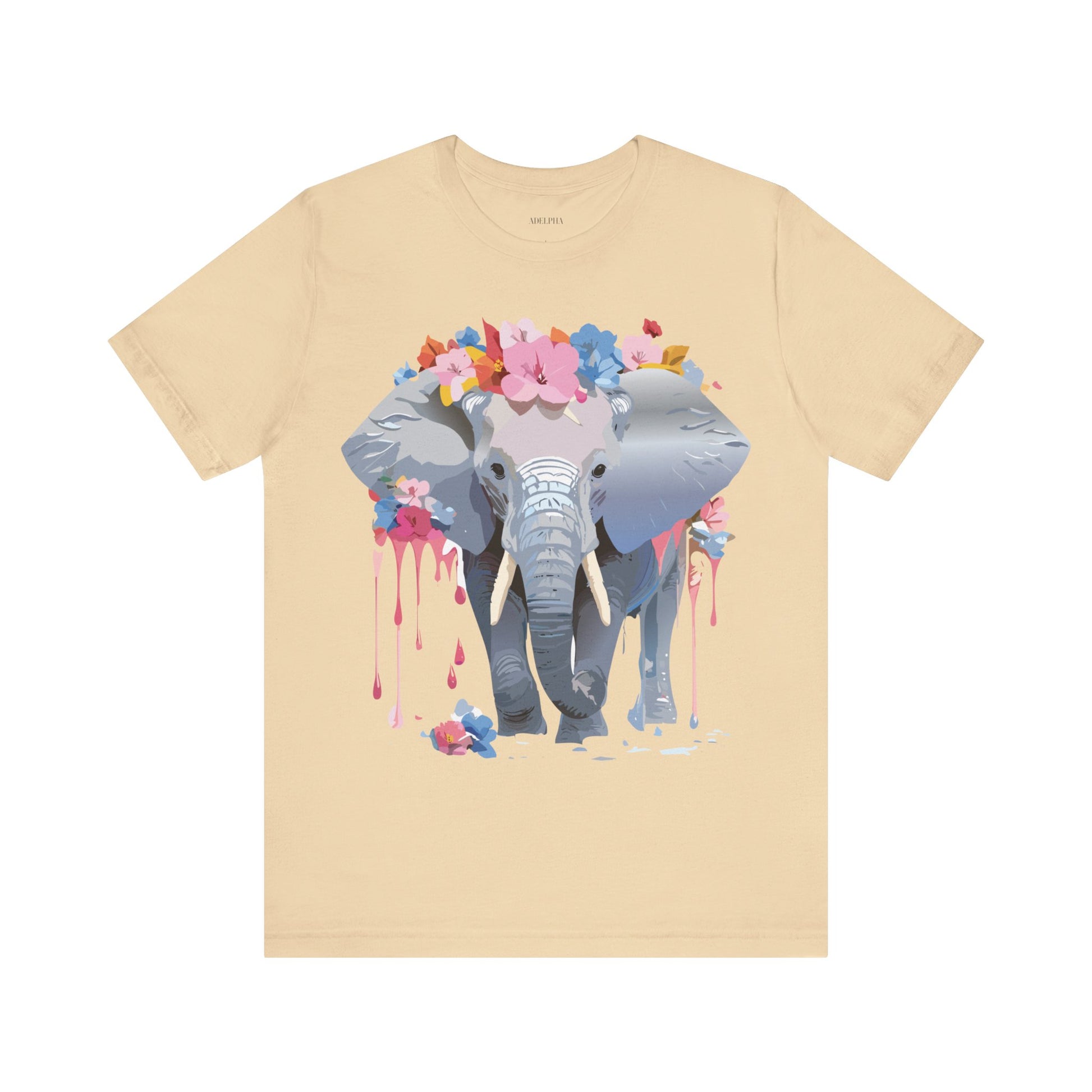 Natural Cotton Tee Shirt with Elephant Printify