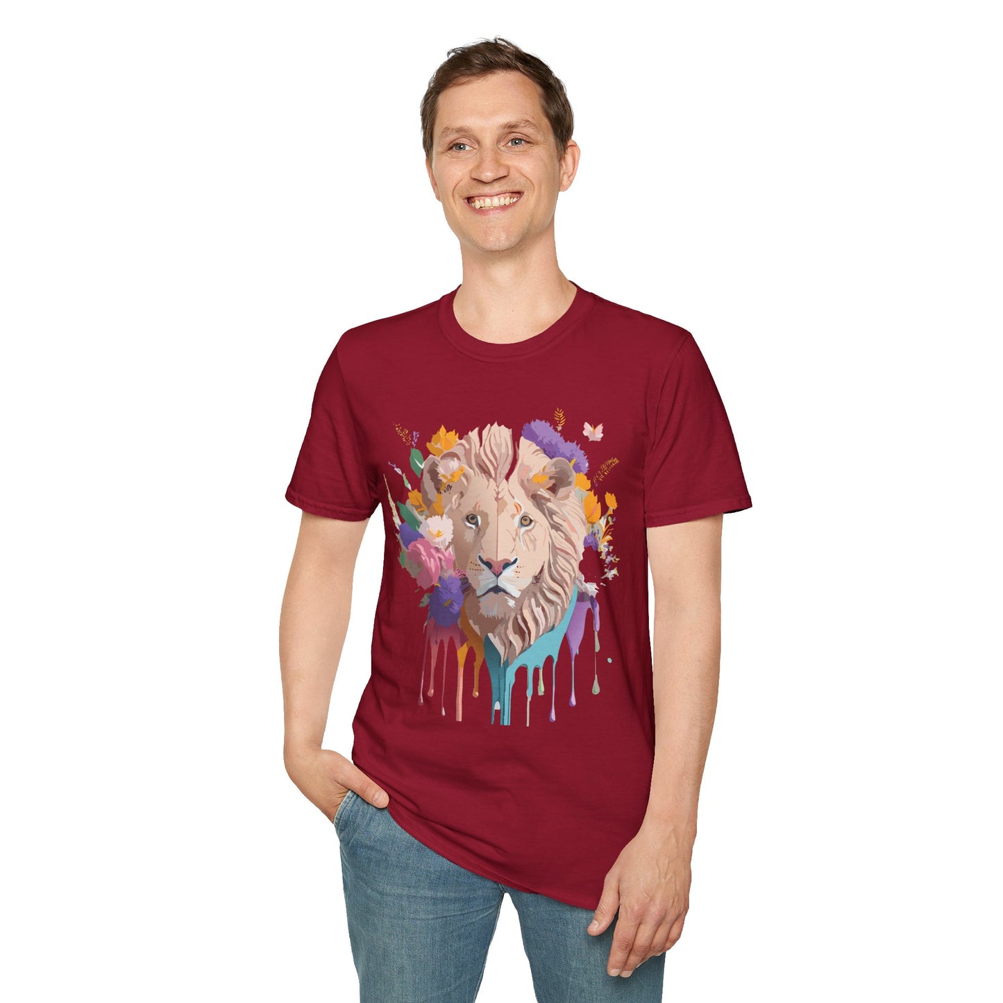 Lion Shirt, Shirt with Lion, Floral Lion Tee, Shirt with Animals