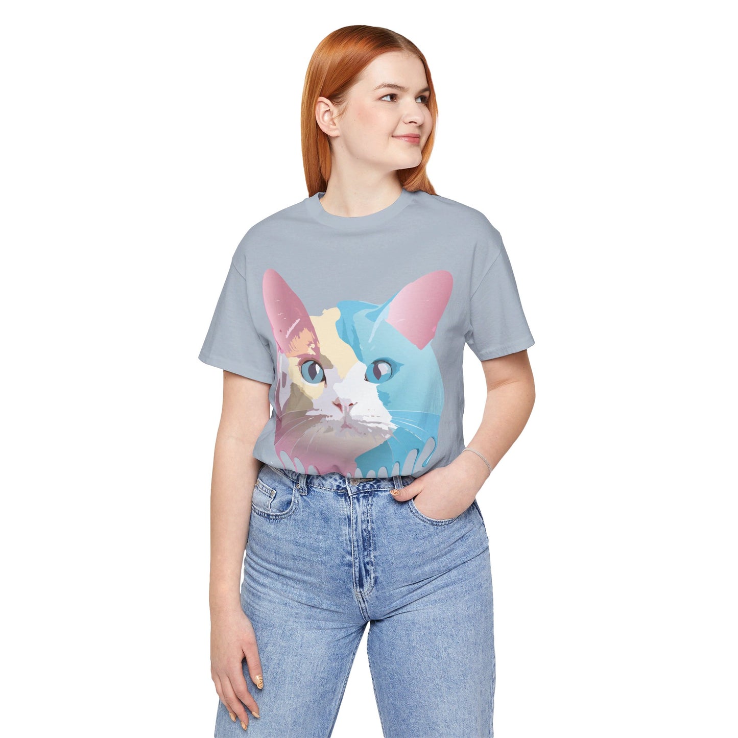 Natural Cotton Tee Shirt with Cat Printify